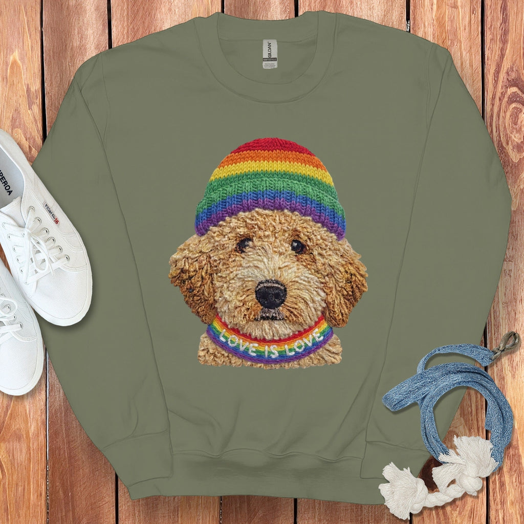 Love is Love Doodle Sweatshirt in Military Green / S by Puppy Jo