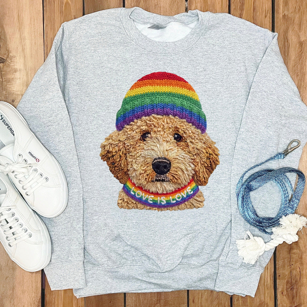 Love is Love Doodle Sweatshirt in Sport Grey / S by Puppy Jo
