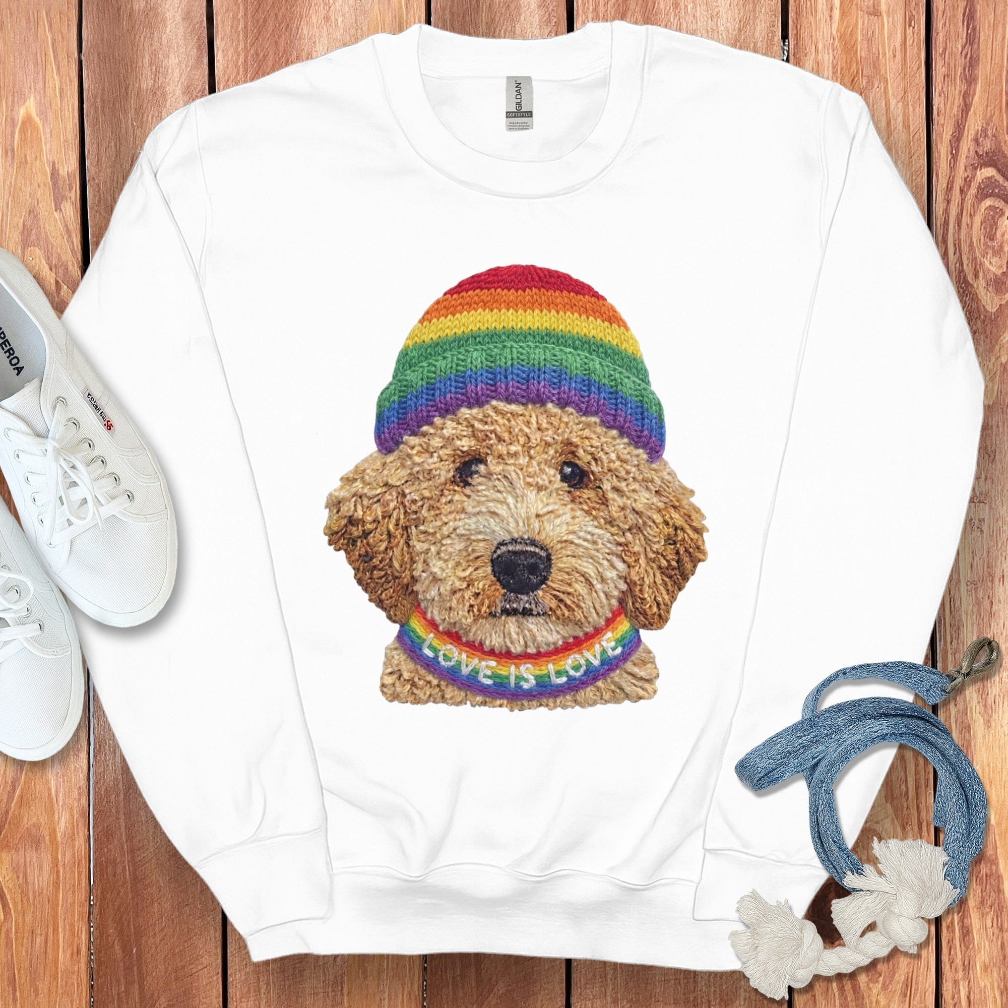 Love is Love Doodle Sweatshirt in White / S by Puppy Jo