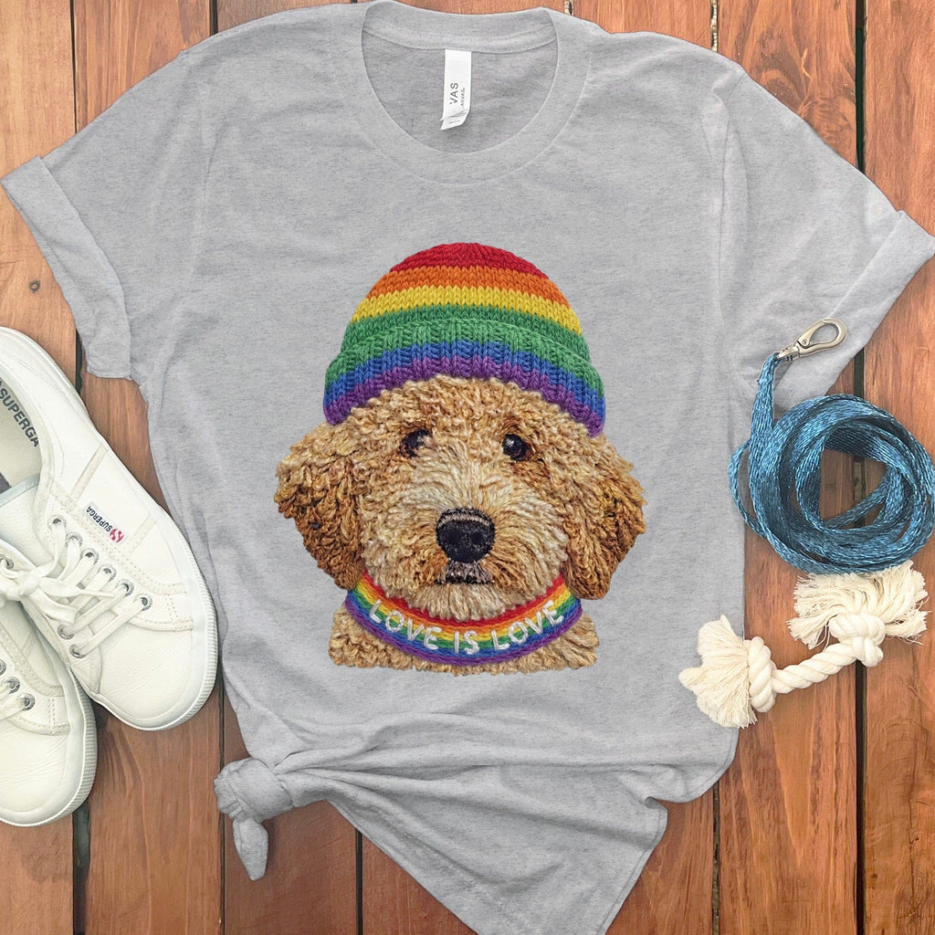 Love is Love Doodle T-Shirt in Athletic Heather / S by Puppy Jo