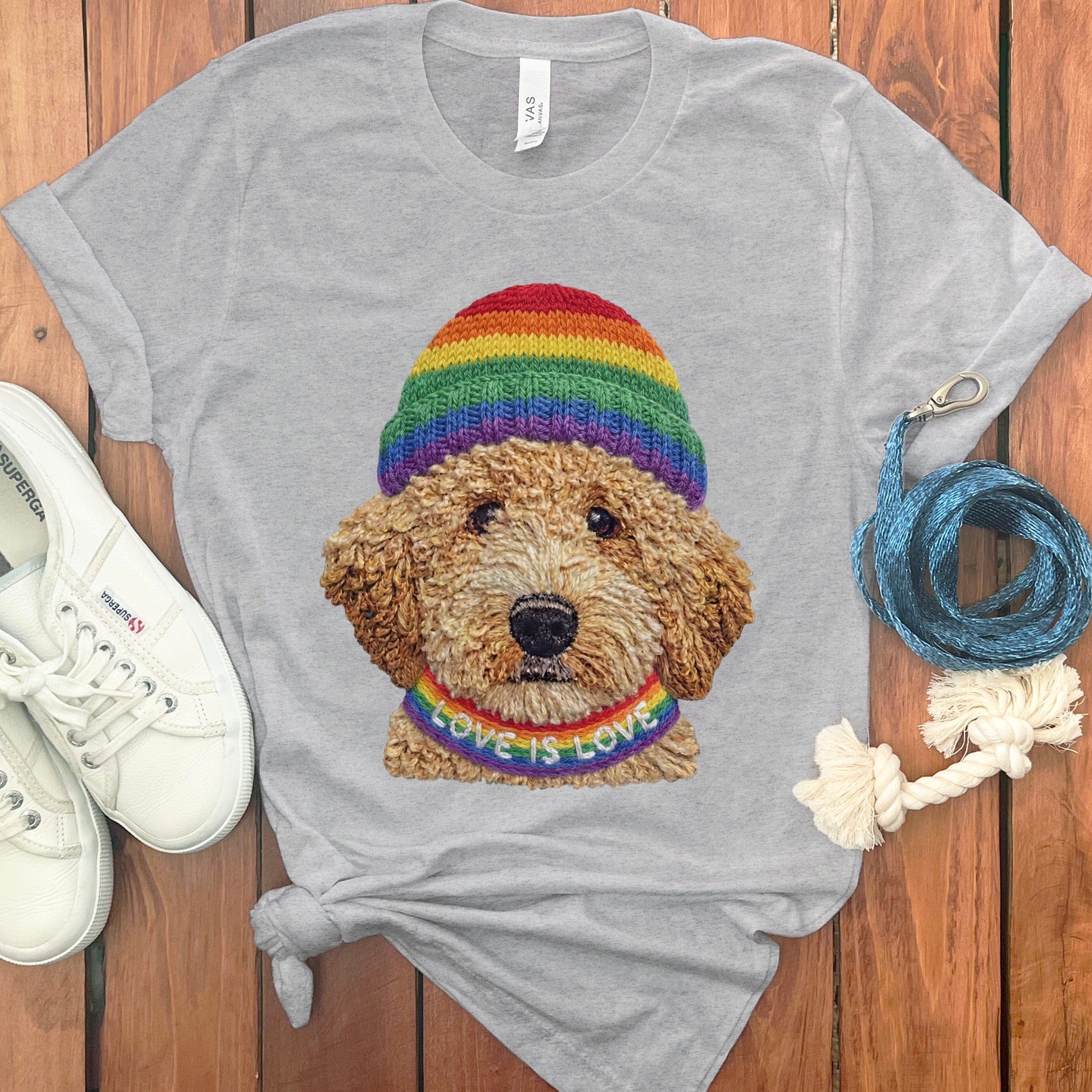 Love is Love Doodle T-Shirt in Athletic Heather / S by Puppy Jo
