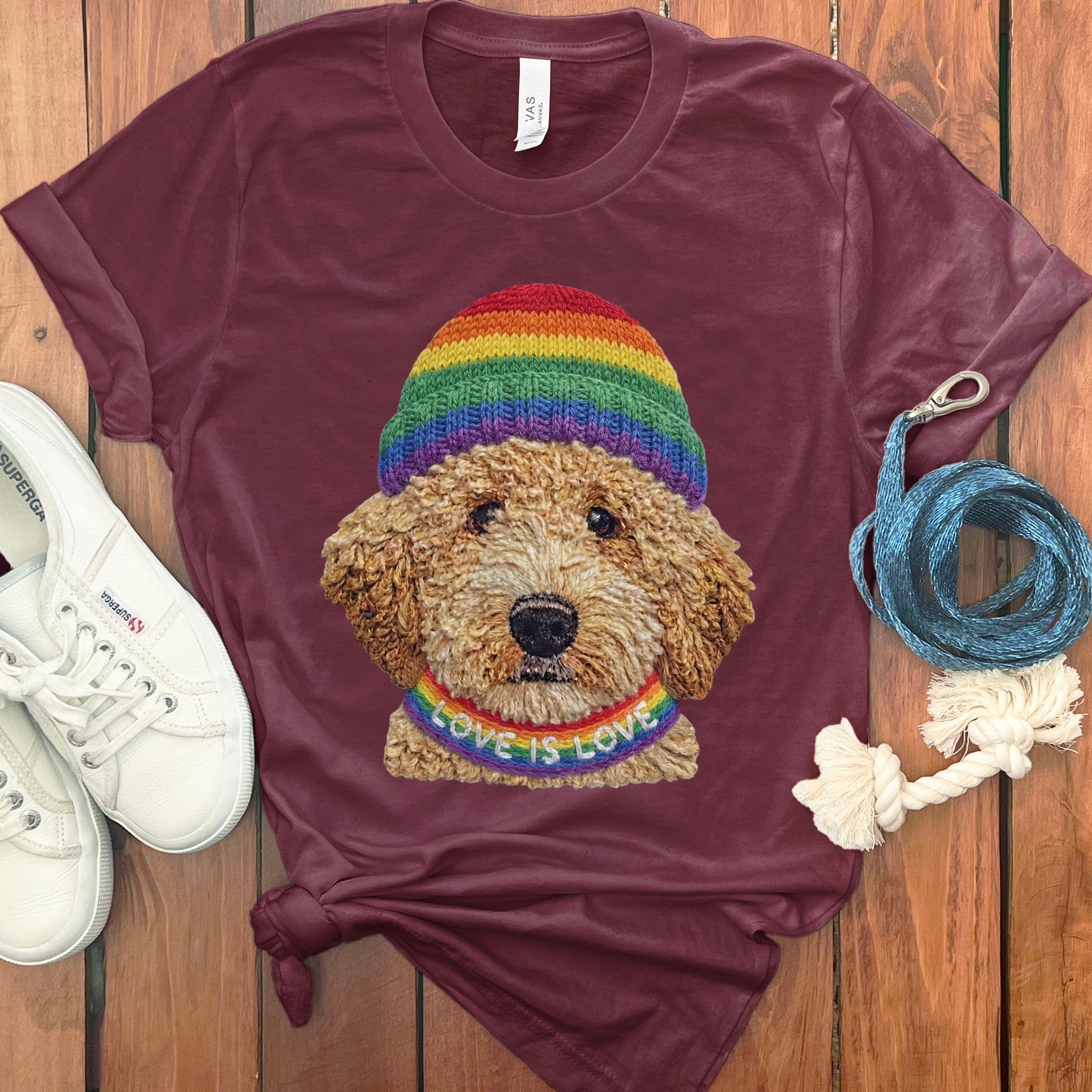 Love is Love Doodle T-Shirt in Maroon / S by Puppy Jo
