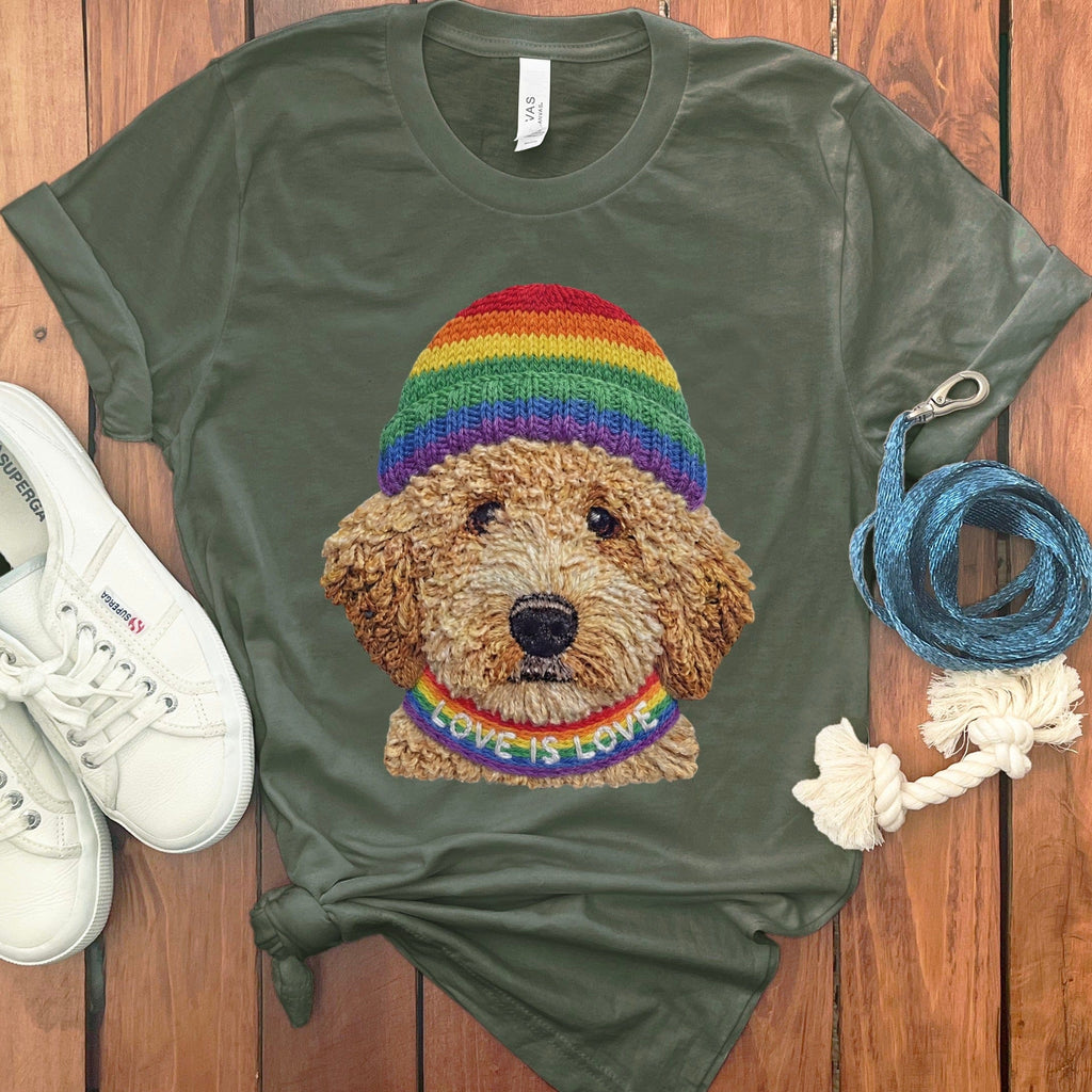Love is Love Doodle T-Shirt in Military Green / S by Puppy Jo