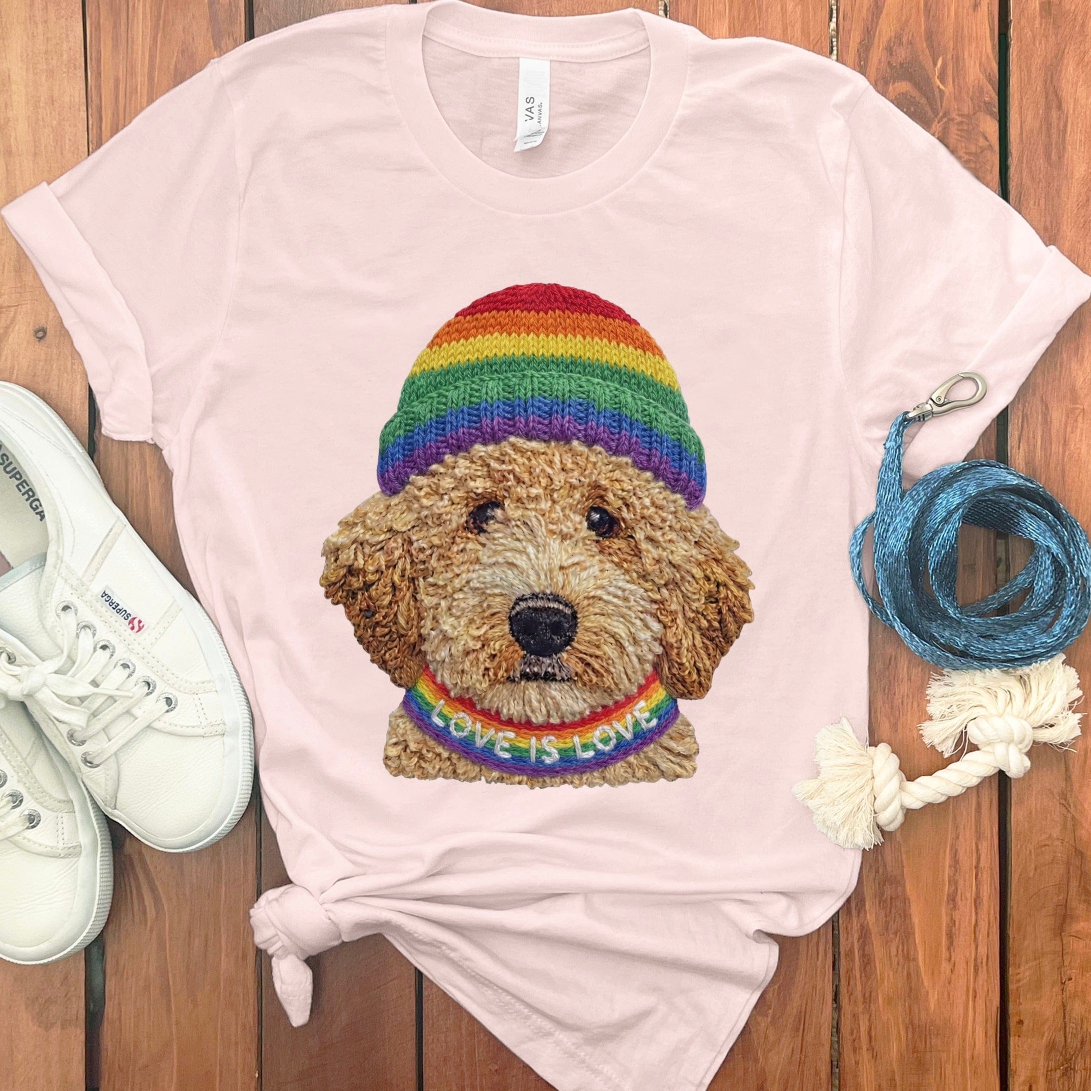 Love is Love Doodle T-Shirt in Soft Pink / S by Puppy Jo