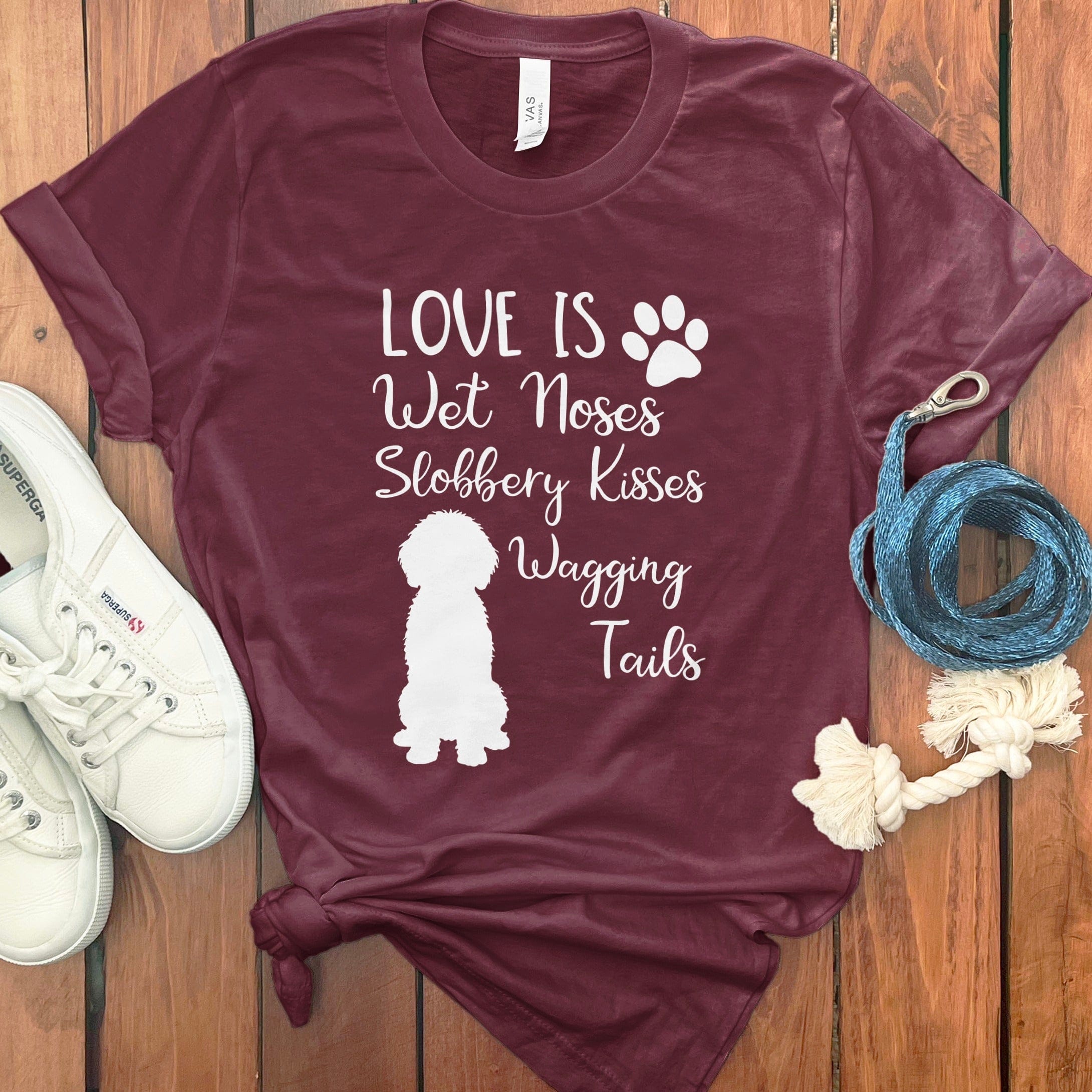 Love Wet Kisses Doodle T-Shirt in Maroon / S by Puppy Jo