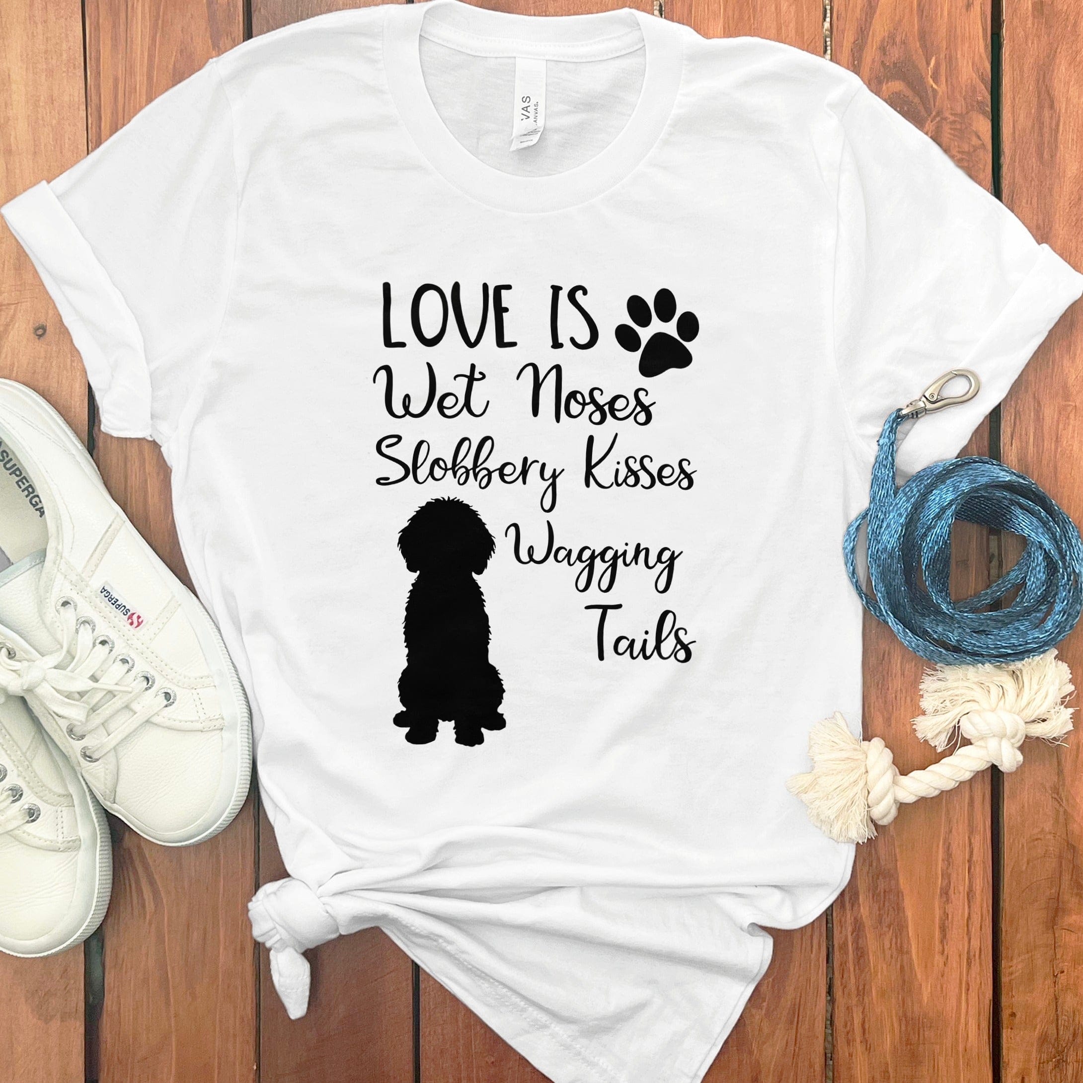 Love Wet Kisses Doodle T-Shirt in White / S by Puppy Jo