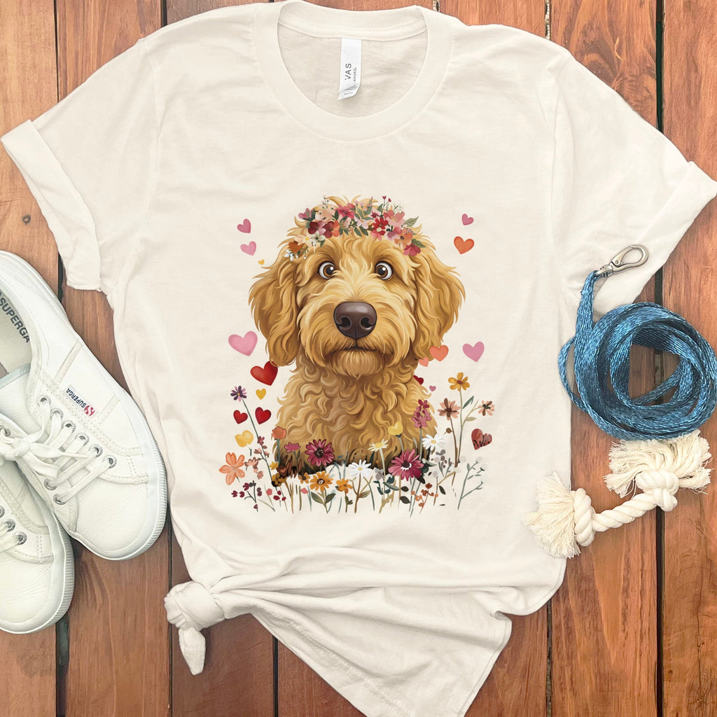 Loveable Apricot Goldendoodle T-Shirt in Natural / S by Puppy Jo