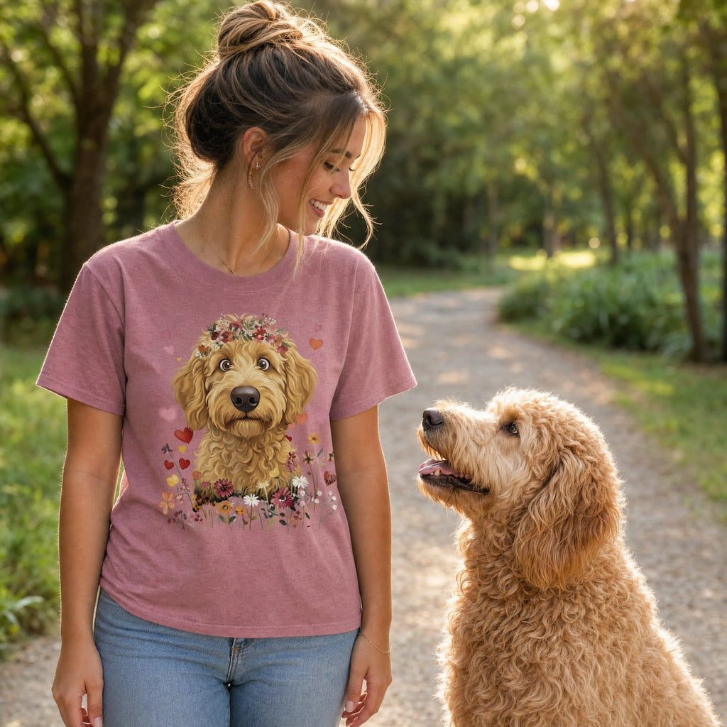 Loveable Apricot Goldendoodle T-Shirt in by Puppy Jo