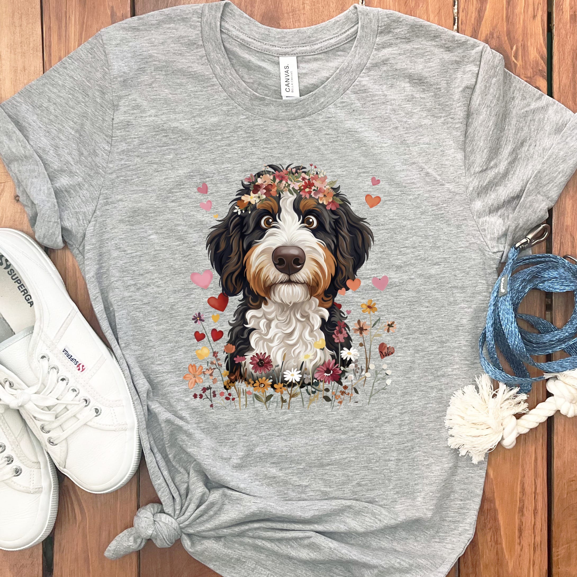 Loveable Bernedoodle T-Shirt in Athletic Heather / S by Puppy Jo