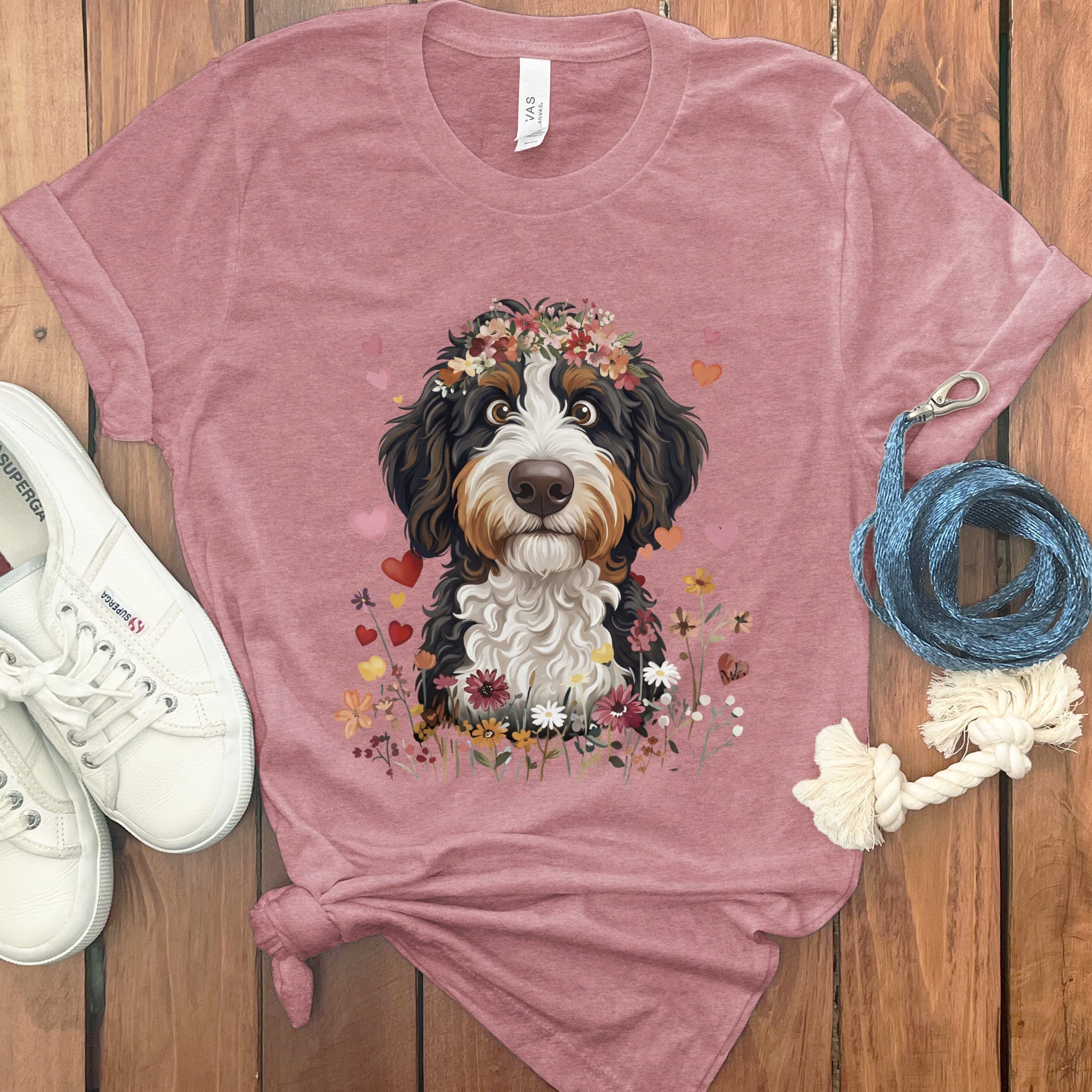 Loveable Bernedoodle T-Shirt in Heather Mauve / S by Puppy Jo