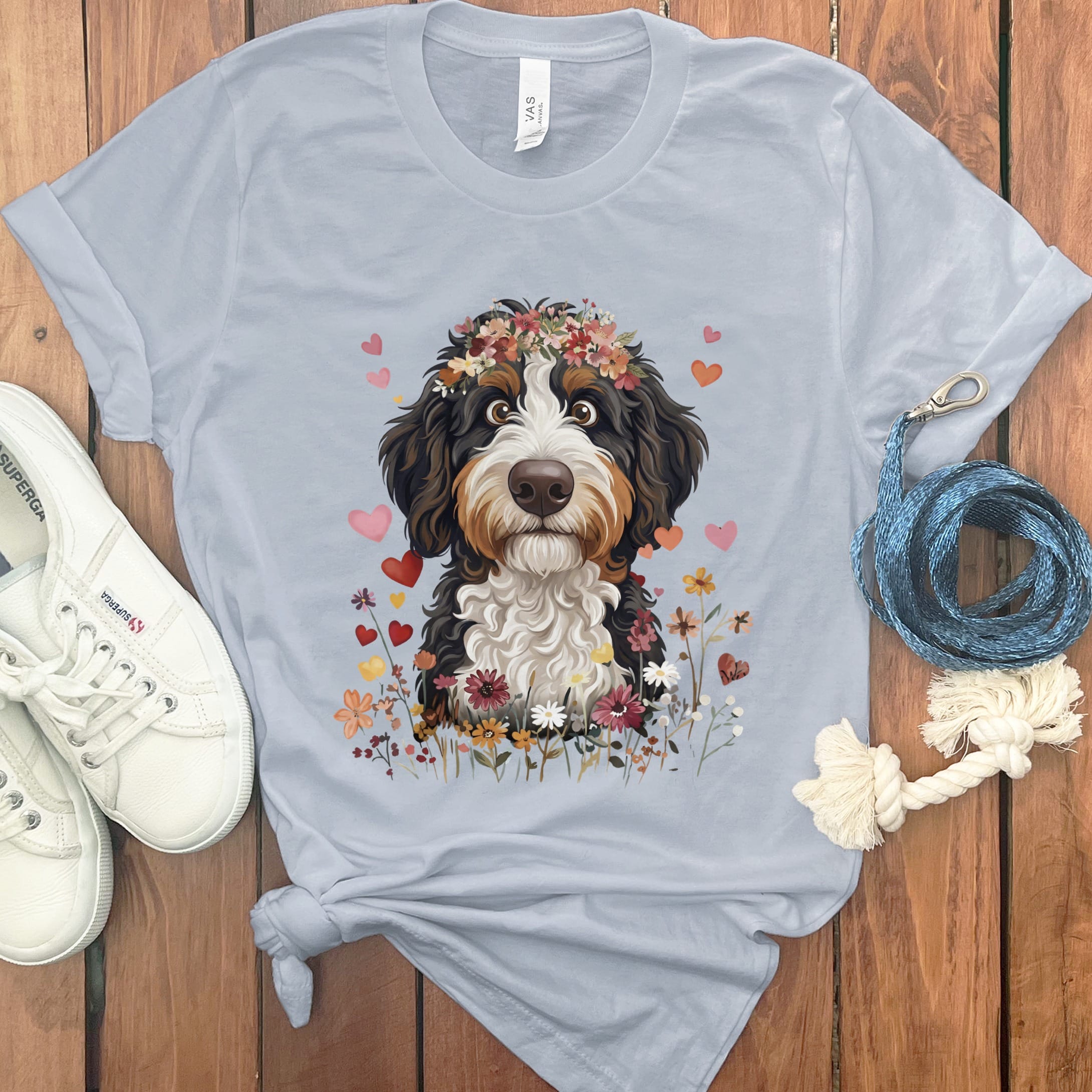 Loveable Bernedoodle T-Shirt in Light Blue / S by Puppy Jo