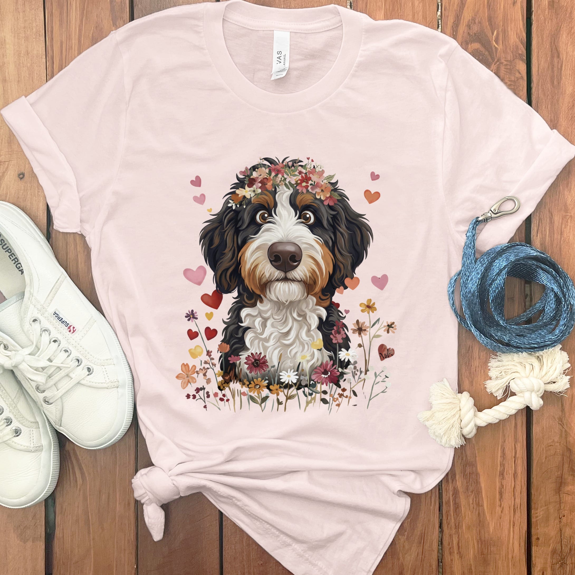 Loveable Bernedoodle T-Shirt in Soft Pink / S by Puppy Jo