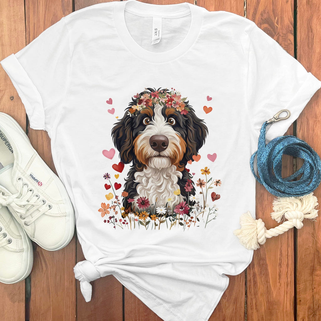 Loveable Bernedoodle T-Shirt in White / S by Puppy Jo