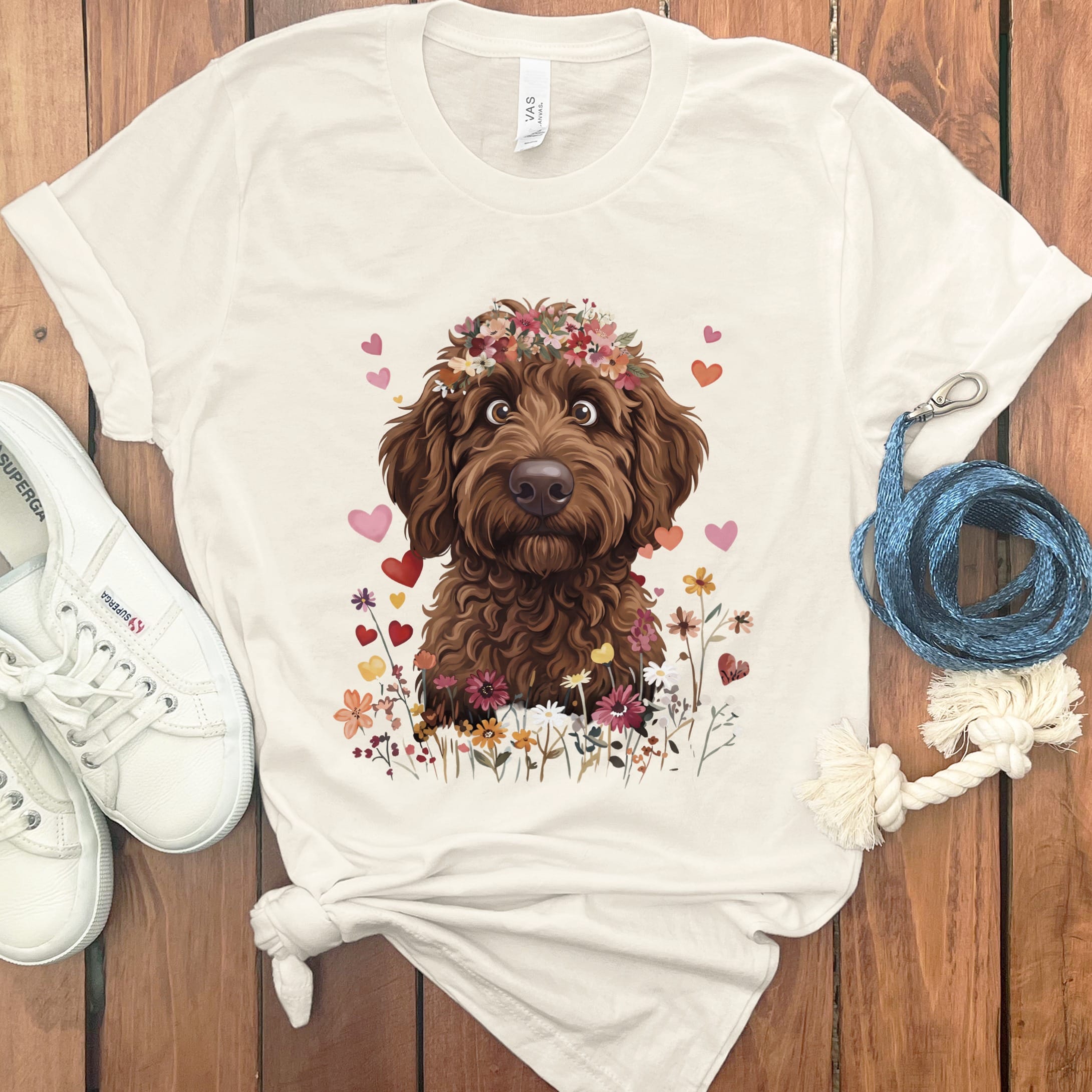 Loveable Chocolate Goldendoodle T-Shirt in Natural / S by Puppy Jo