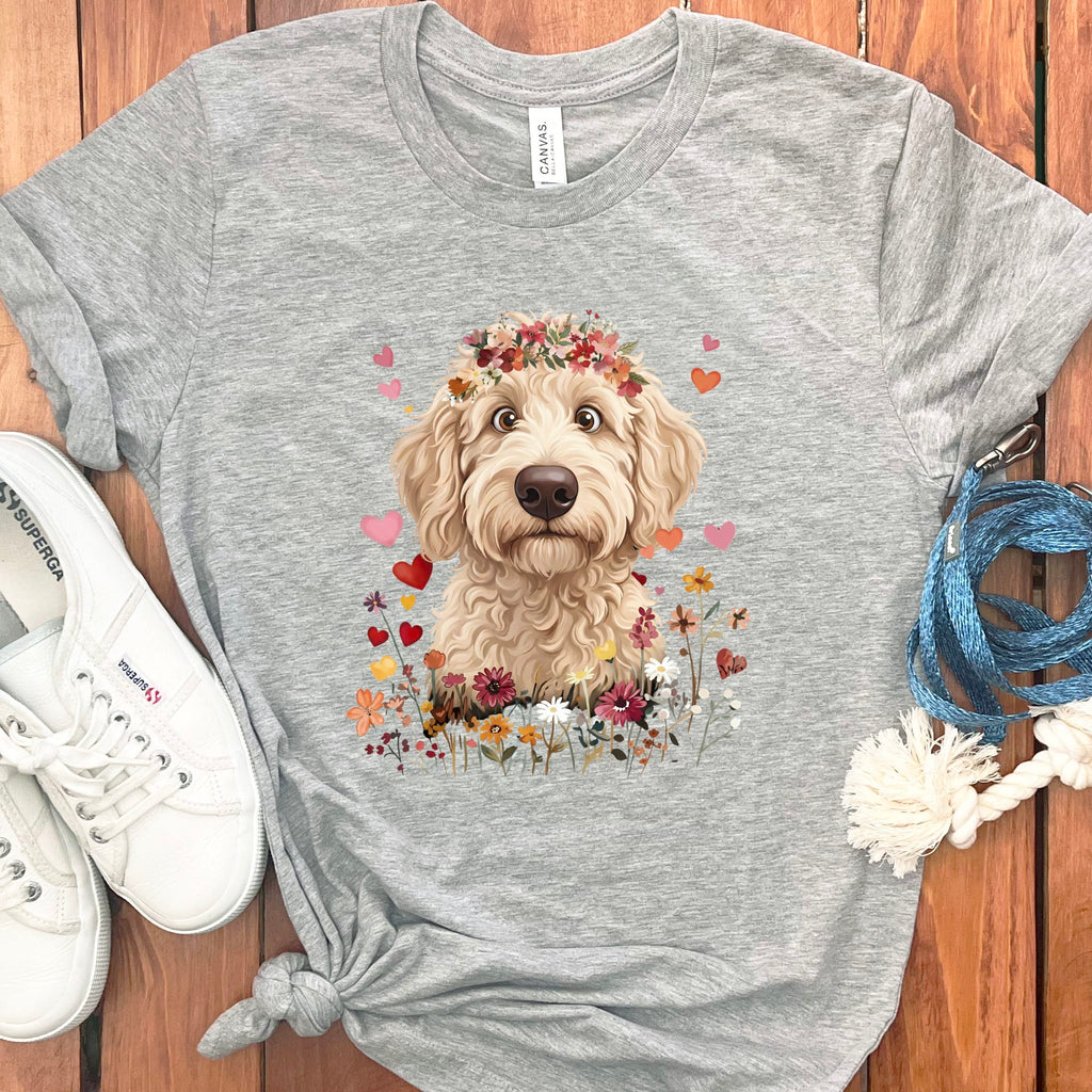 Loveable Cream Goldendoodle T-Shirt in Athletic Heather / S by Puppy Jo