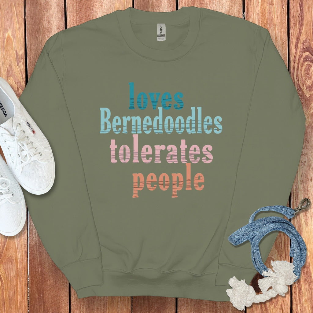 Loves Bernedoodles Sweatshirt in Military Green / S by Puppy Jo