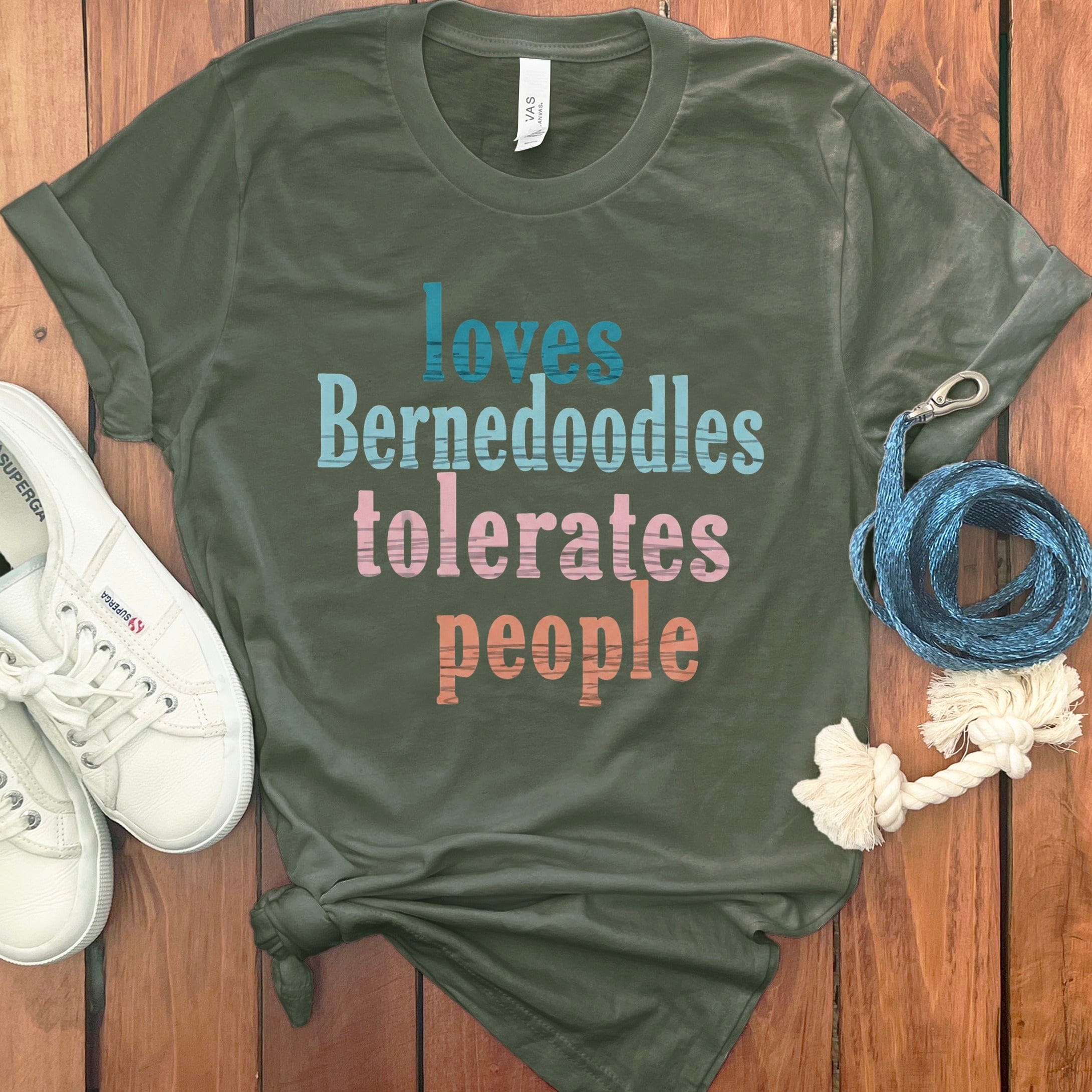 Loves Bernedoodles T-Shirt in Military Green / S by Puppy Jo