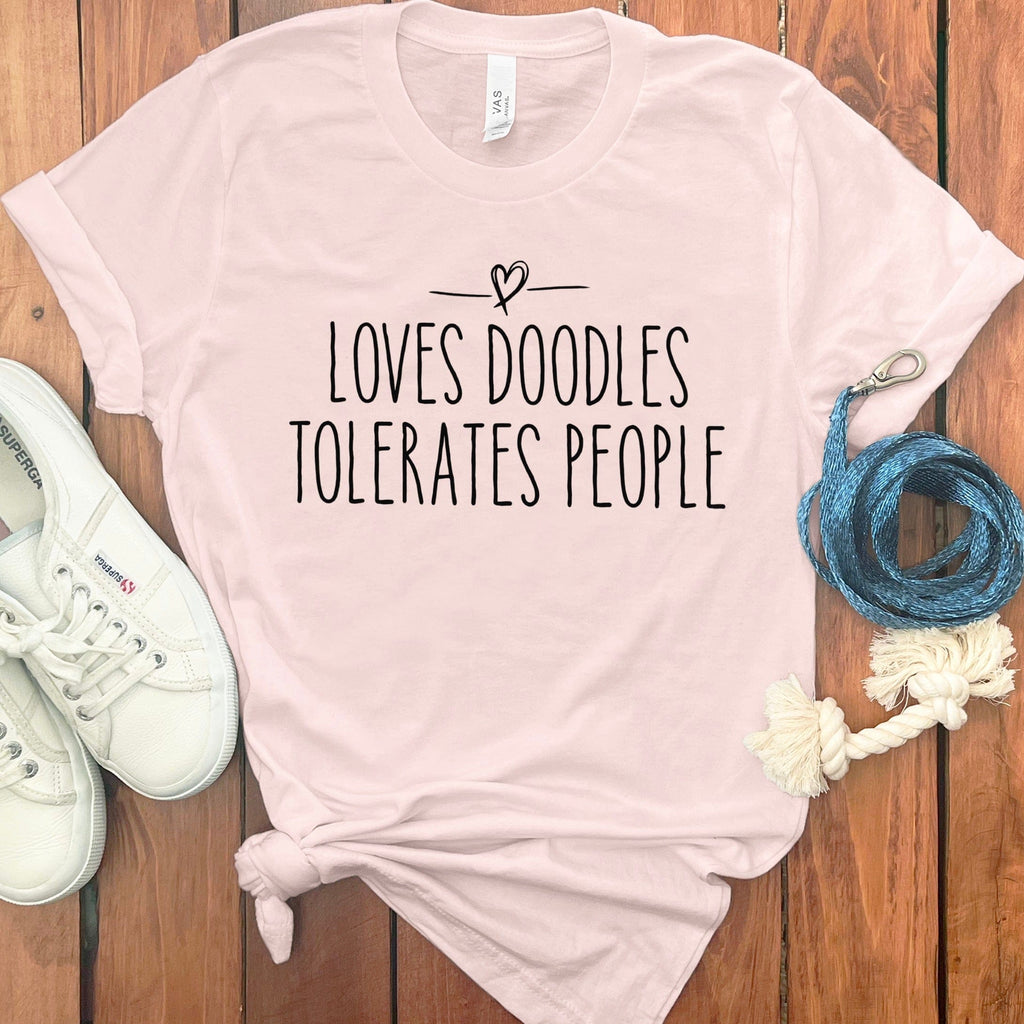 Loves Doodles People T-Shirt in Soft Pink / S by Puppy Jo