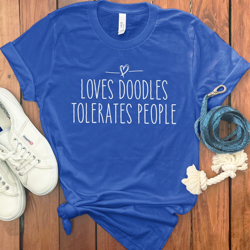 Loves Doodles People T-Shirt in True Royal / S by Puppy Jo
