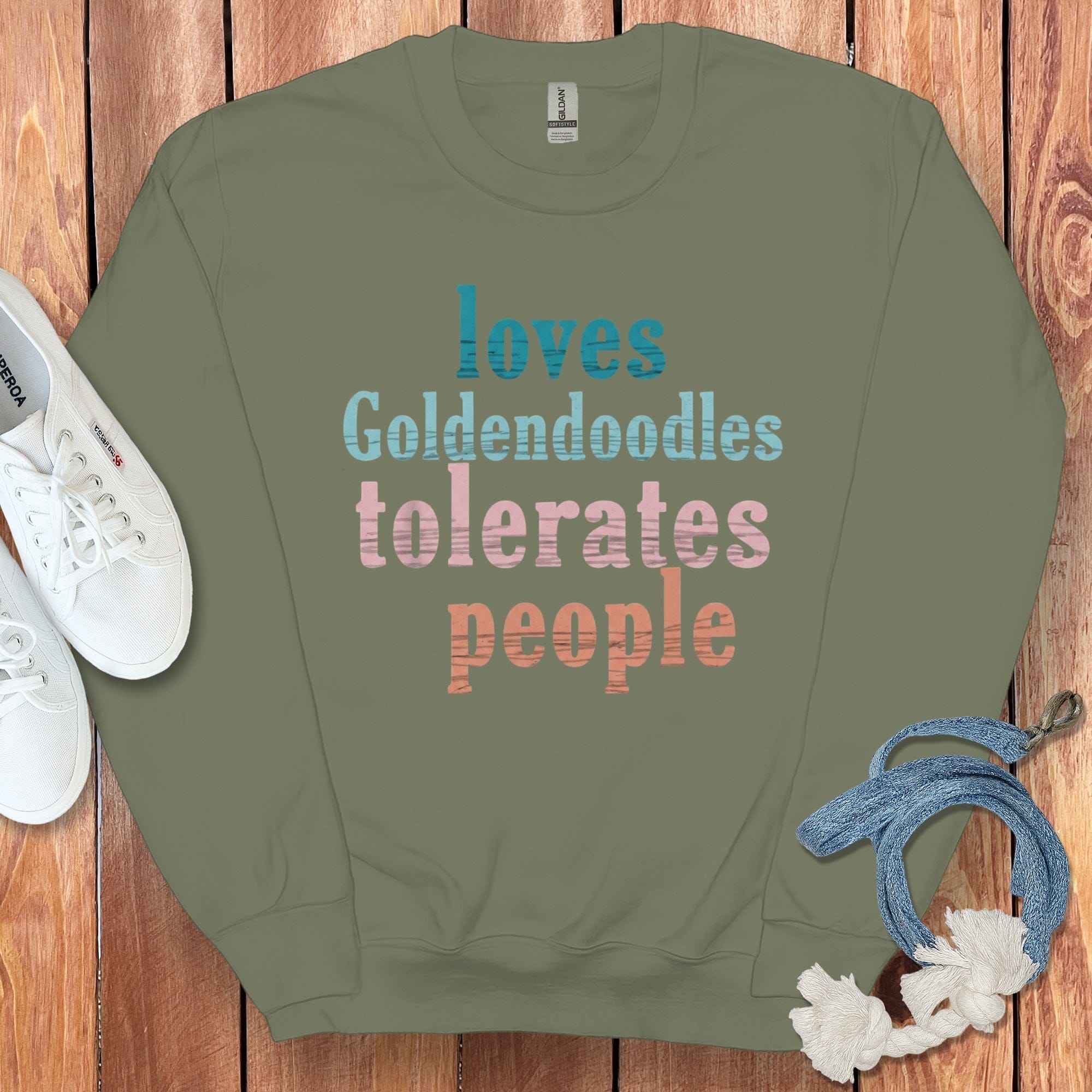 Loves Goldendoodles Sweatshirt in Military Green / S by Puppy Jo