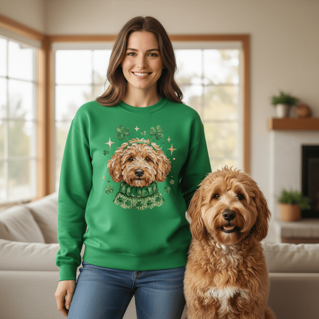 Lucky Apricot Goldendoodle Sweatshirt in by Puppy Jo