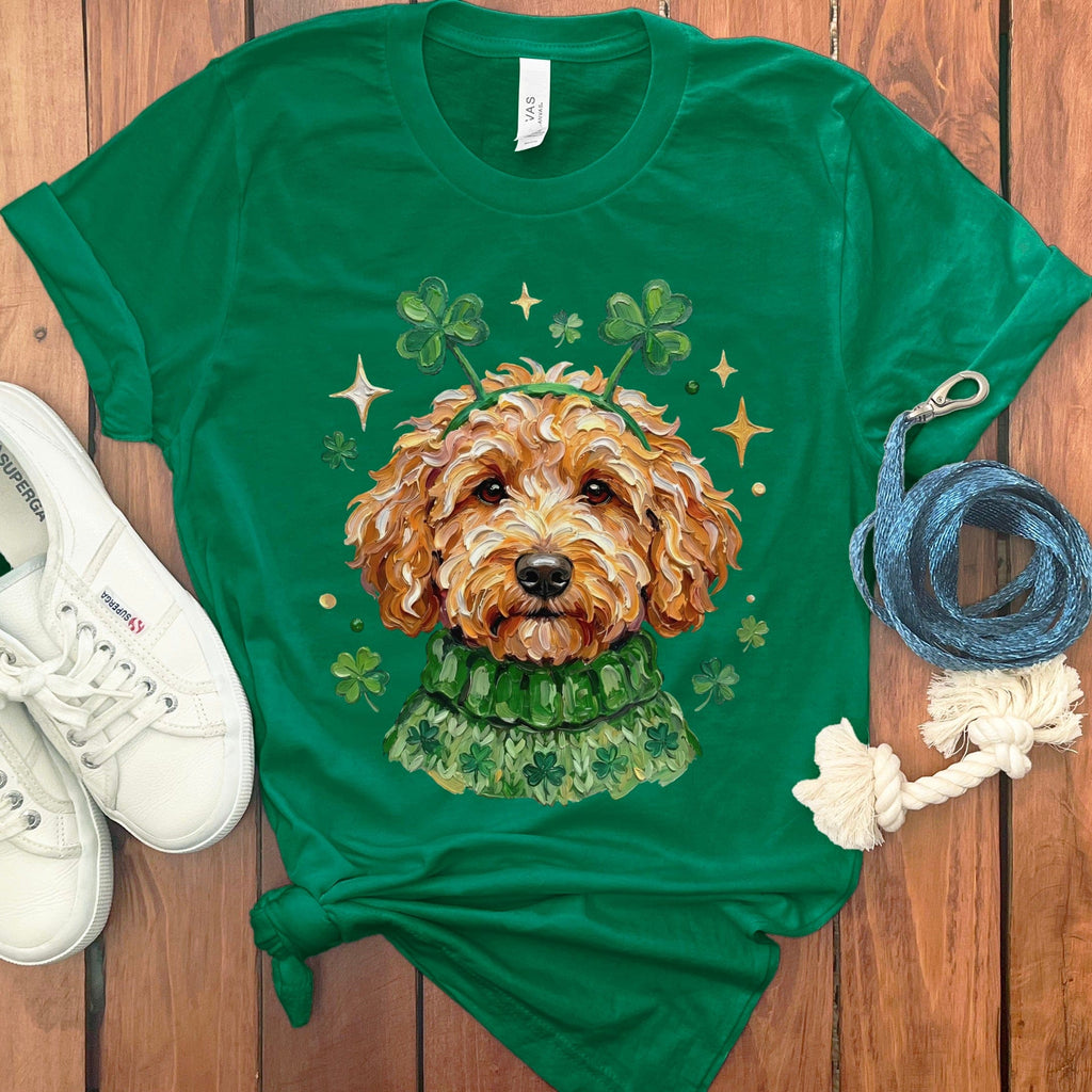 Lucky Apricot Goldendoodle T-Shirt in Kelly / S by Puppy Jo