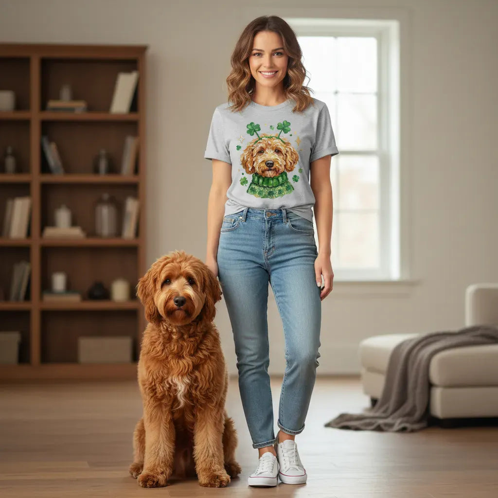 Lucky Apricot Goldendoodle T-Shirt in by Puppy Jo