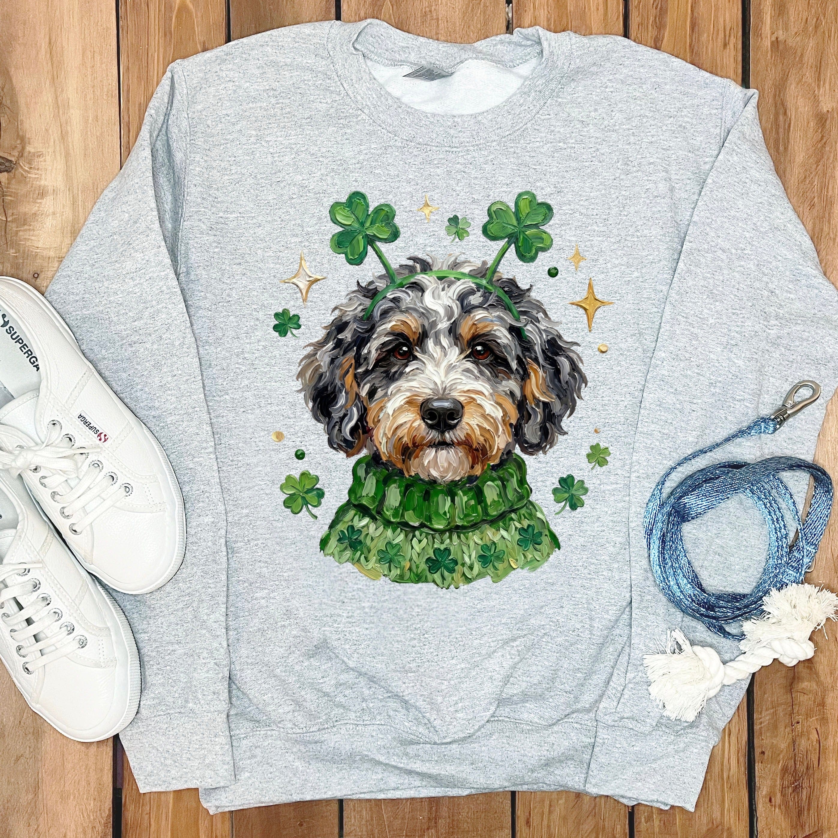 Lucky Aussiedoodle Sweatshirt in Sport Grey / S by Puppy Jo
