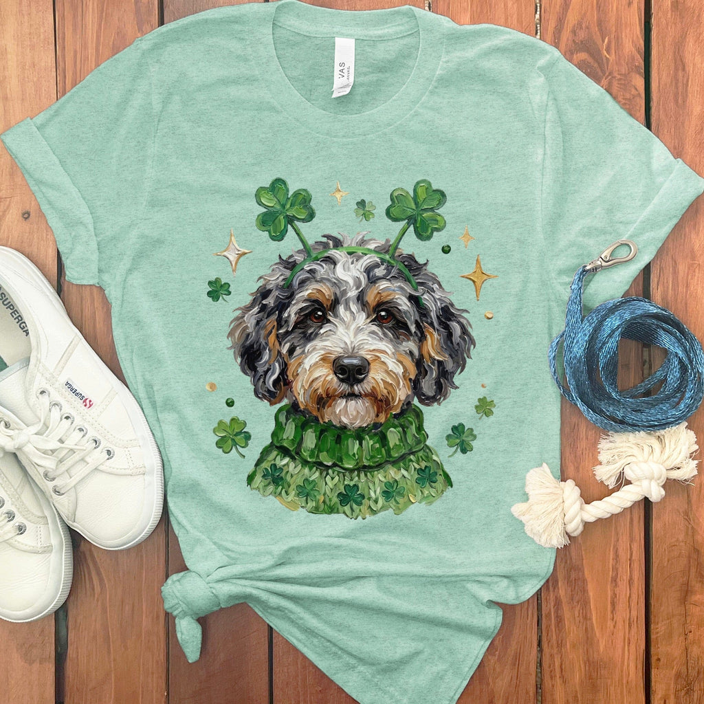 Lucky Aussiedoodle T-Shirt in Heather Mint / S by Puppy Jo