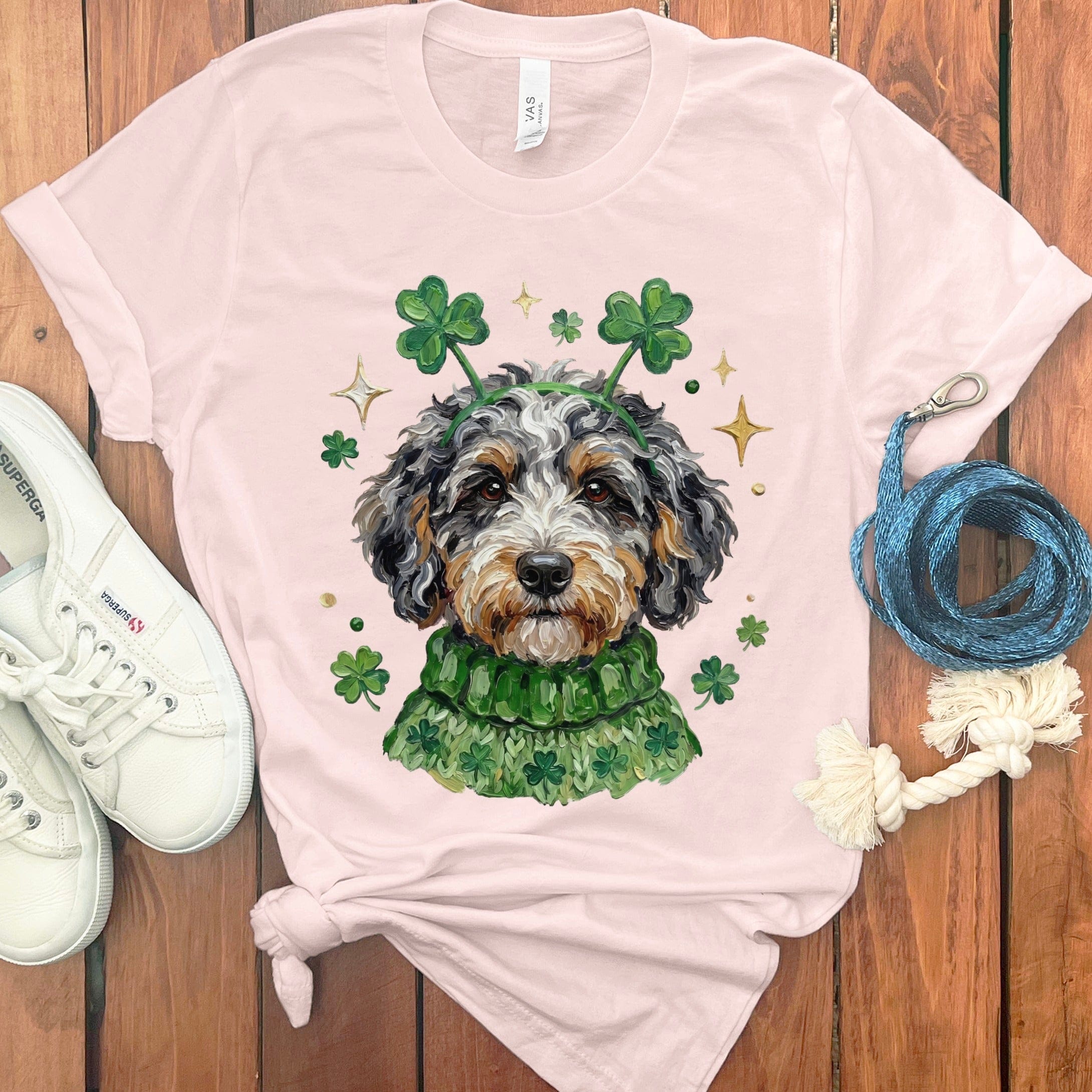 Lucky Aussiedoodle T-Shirt in Soft Pink / S by Puppy Jo
