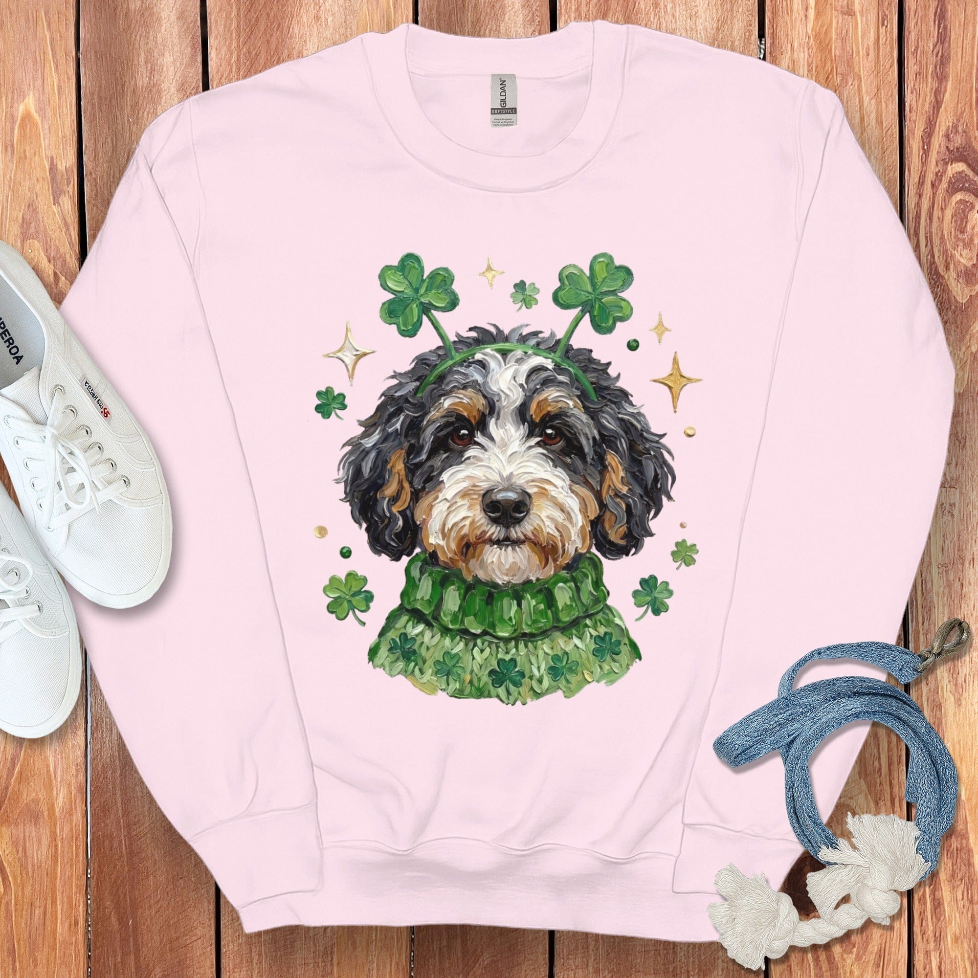 Lucky Bernedoodle Sweatshirt in Light Pink / S by Puppy Jo