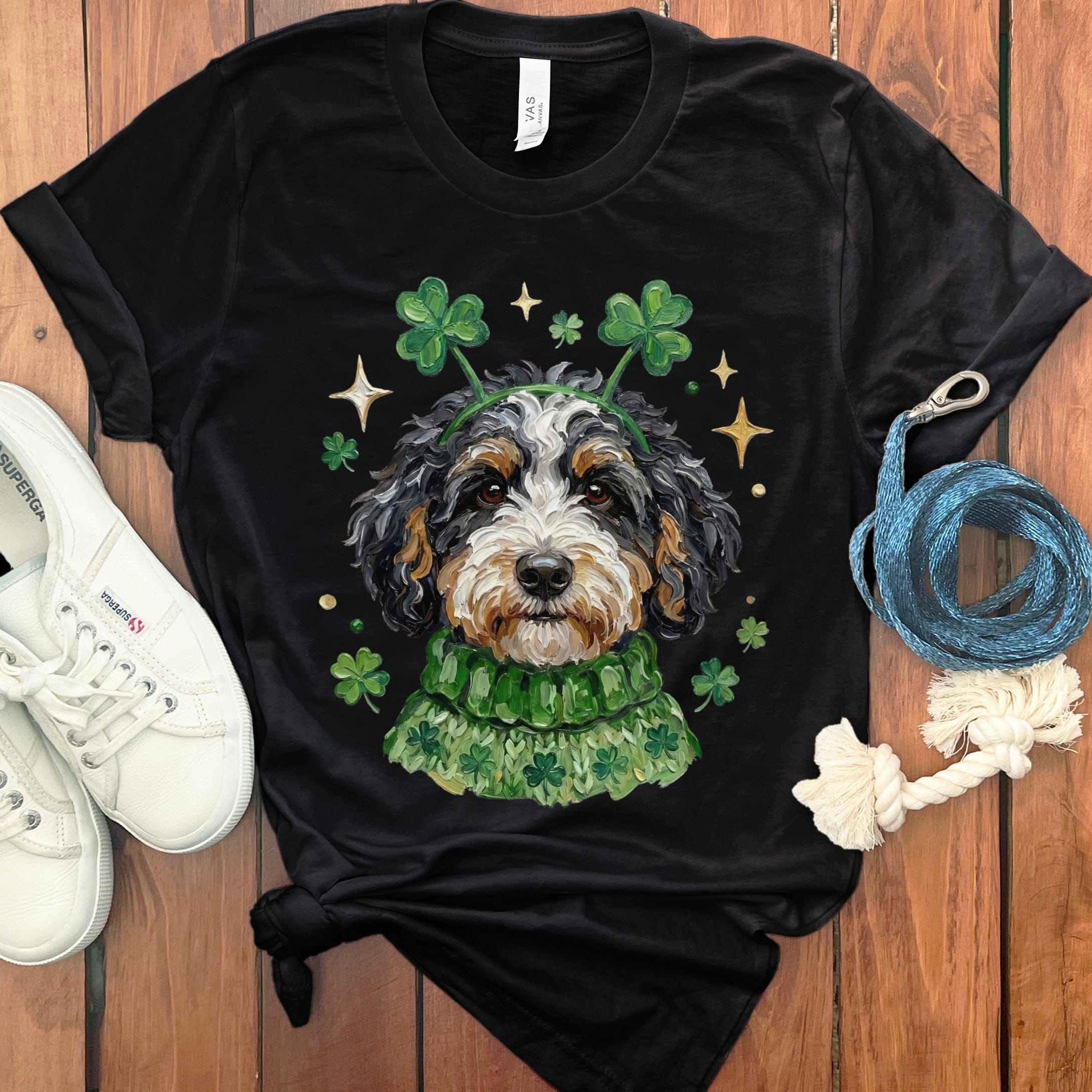 Lucky Bernedoodle T-Shirt in Black / S by Puppy Jo