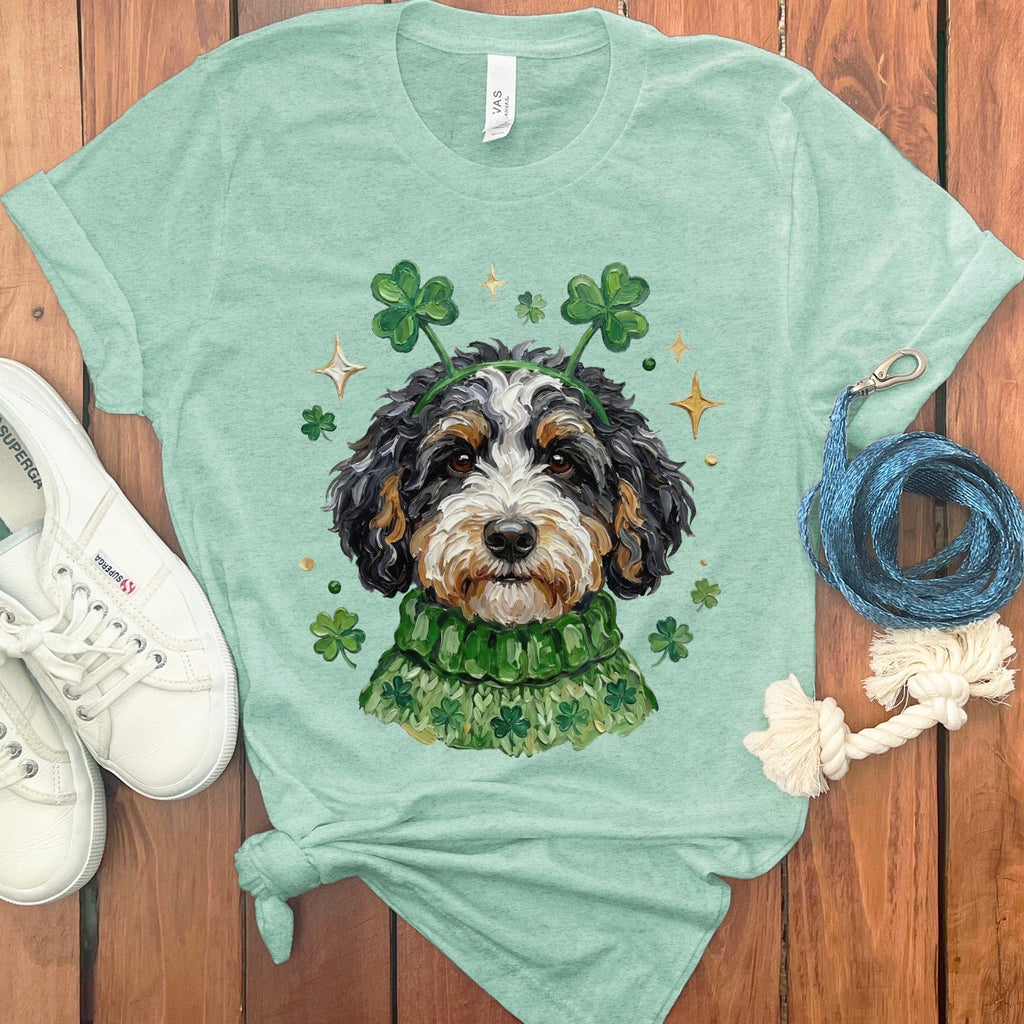 Lucky Bernedoodle T-Shirt in Heather Mint / S by Puppy Jo
