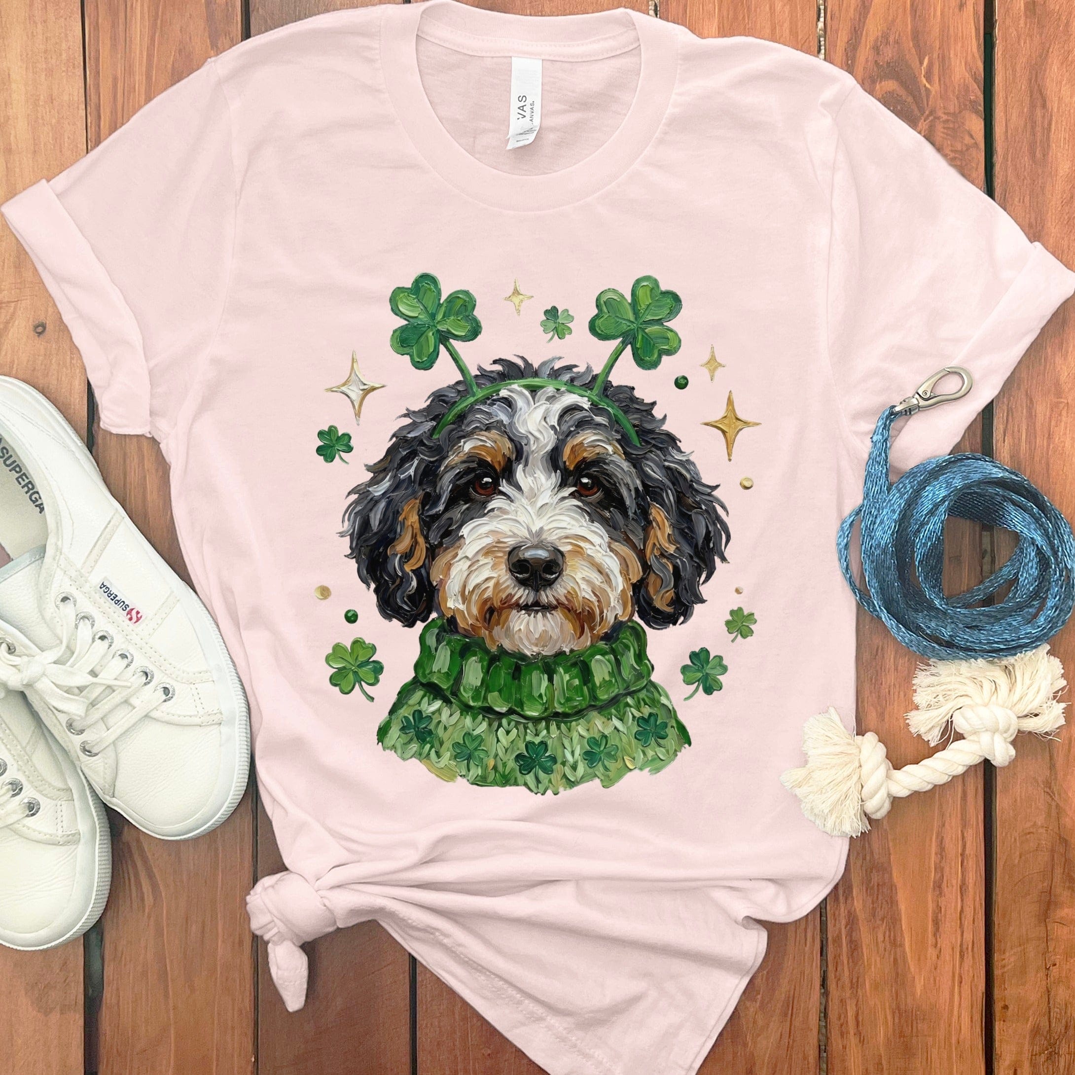 Lucky Bernedoodle T-Shirt in Soft Pink / S by Puppy Jo