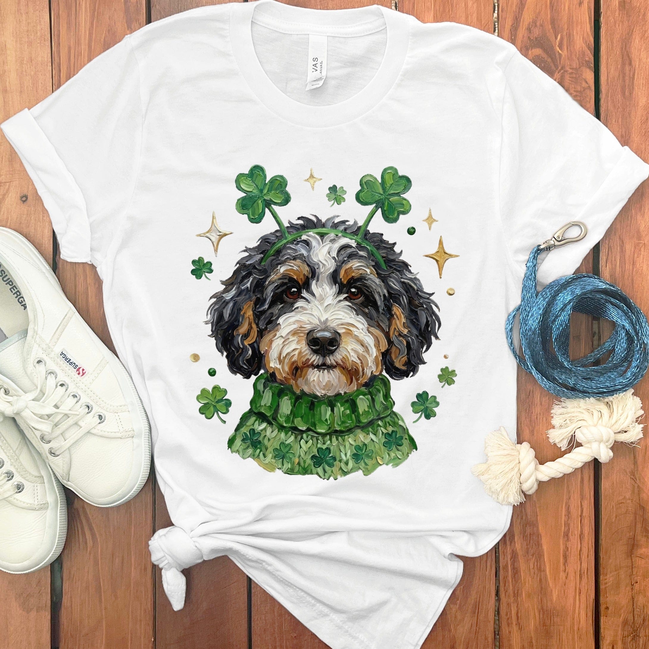 Lucky Bernedoodle T-Shirt in White / S by Puppy Jo