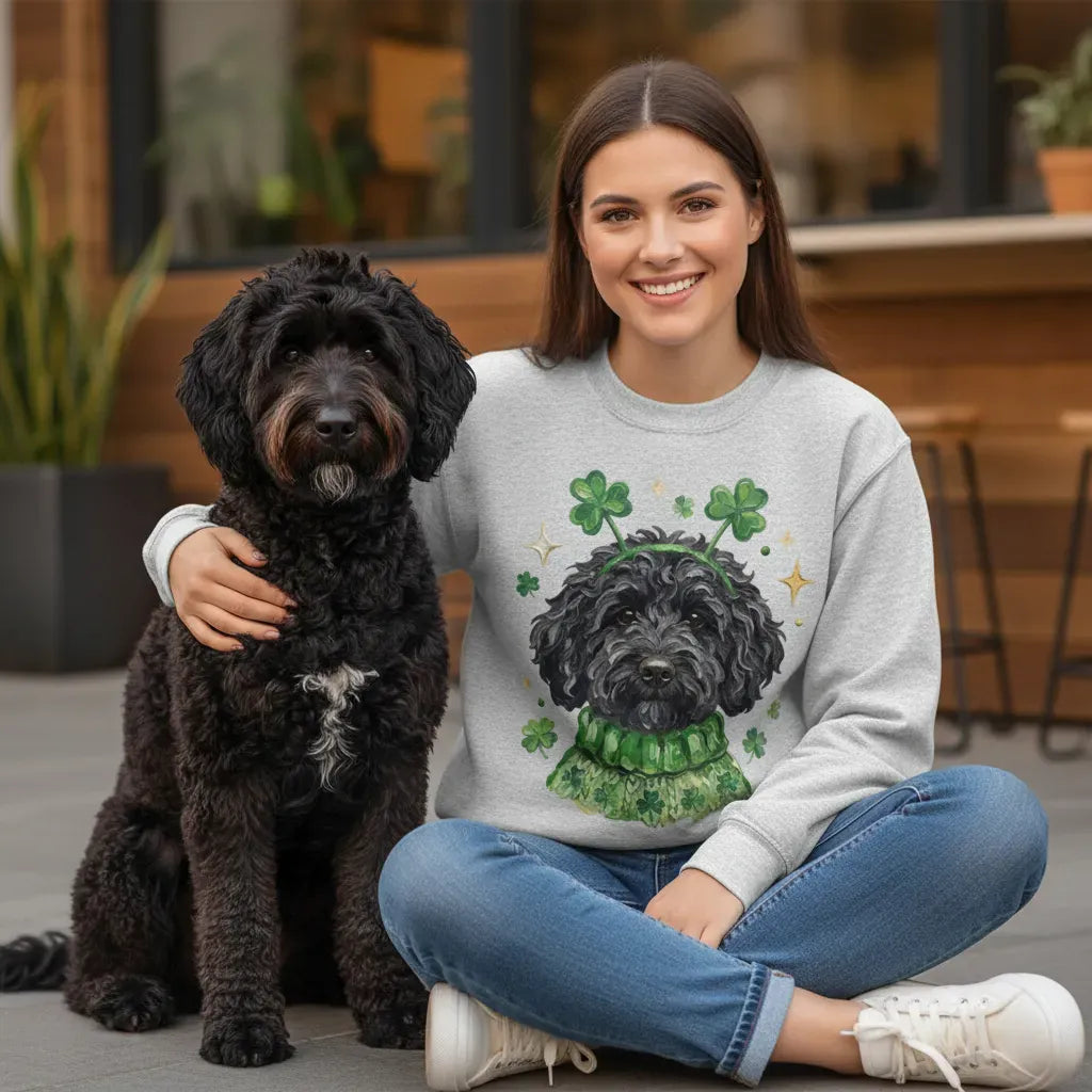 Lucky Black Goldendoodle Sweatshirt in by Puppy Jo