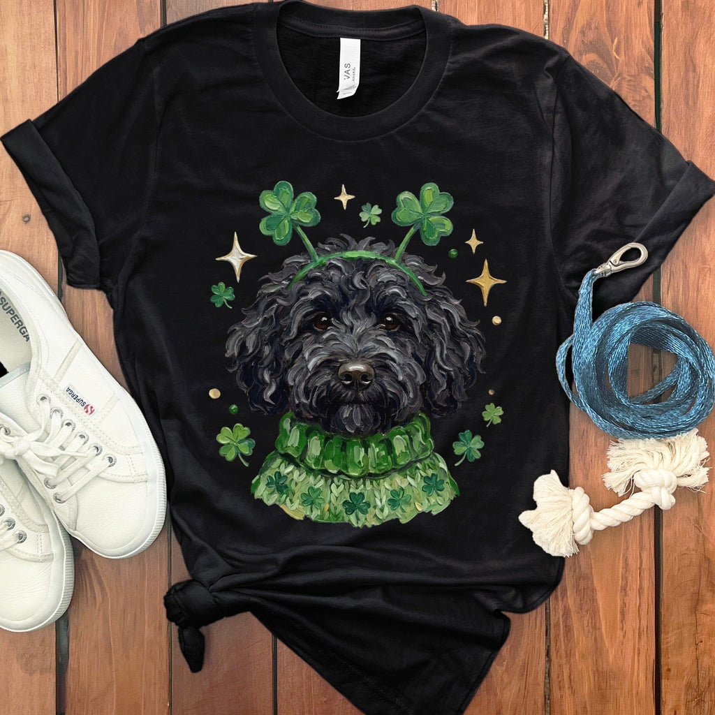 Lucky Black Goldendoodle T-Shirt in Black / S by Puppy Jo