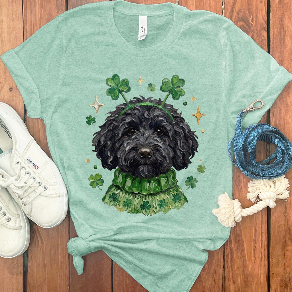 Lucky Black Goldendoodle T-Shirt in Heather Mint / S by Puppy Jo
