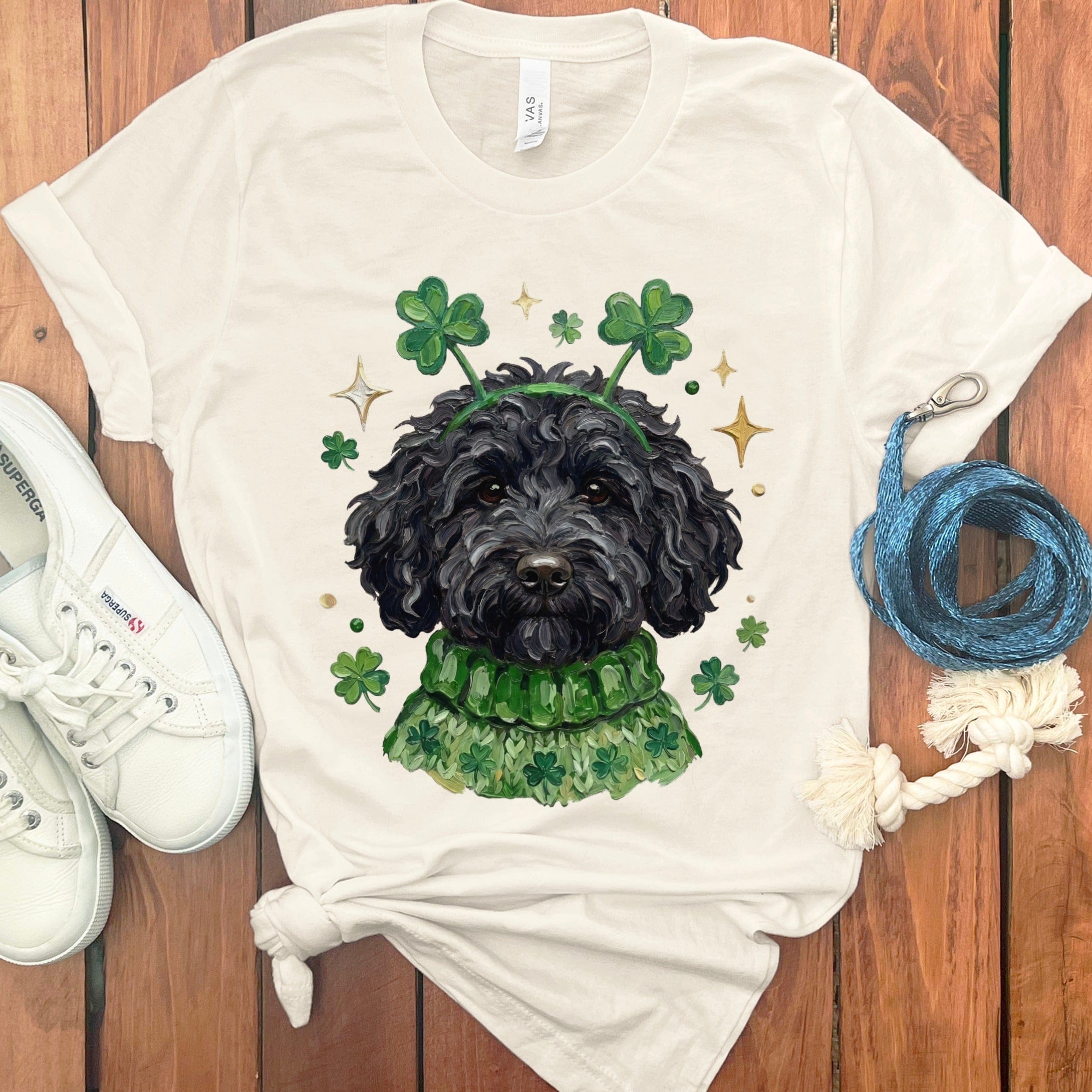 Lucky Black Goldendoodle T-Shirt in Natural / S by Puppy Jo