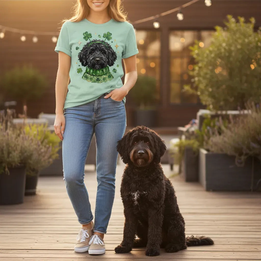 Lucky Black Goldendoodle T-Shirt in by Puppy Jo