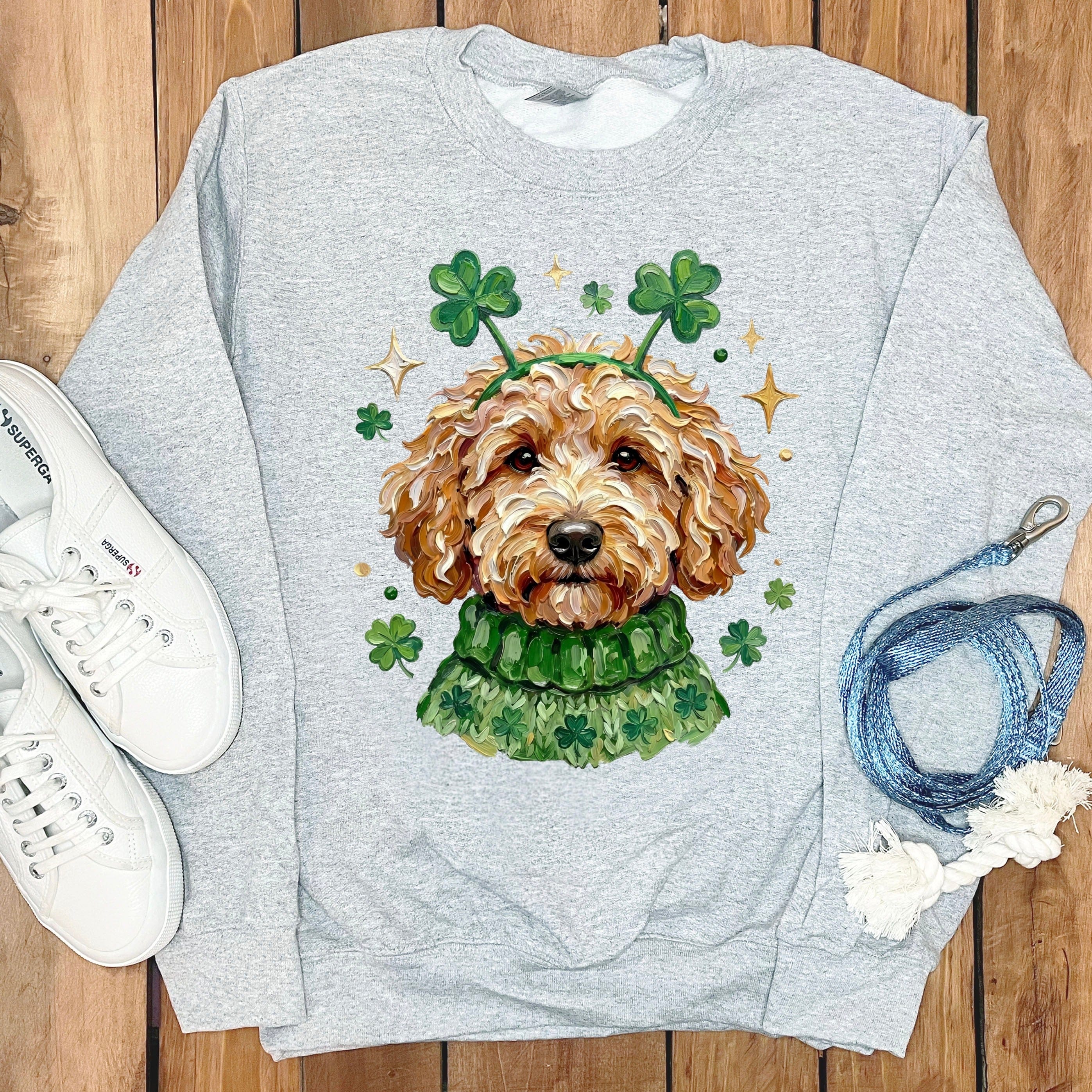 Lucky Cavapoo Sweatshirt in Sport Grey / S by Puppy Jo