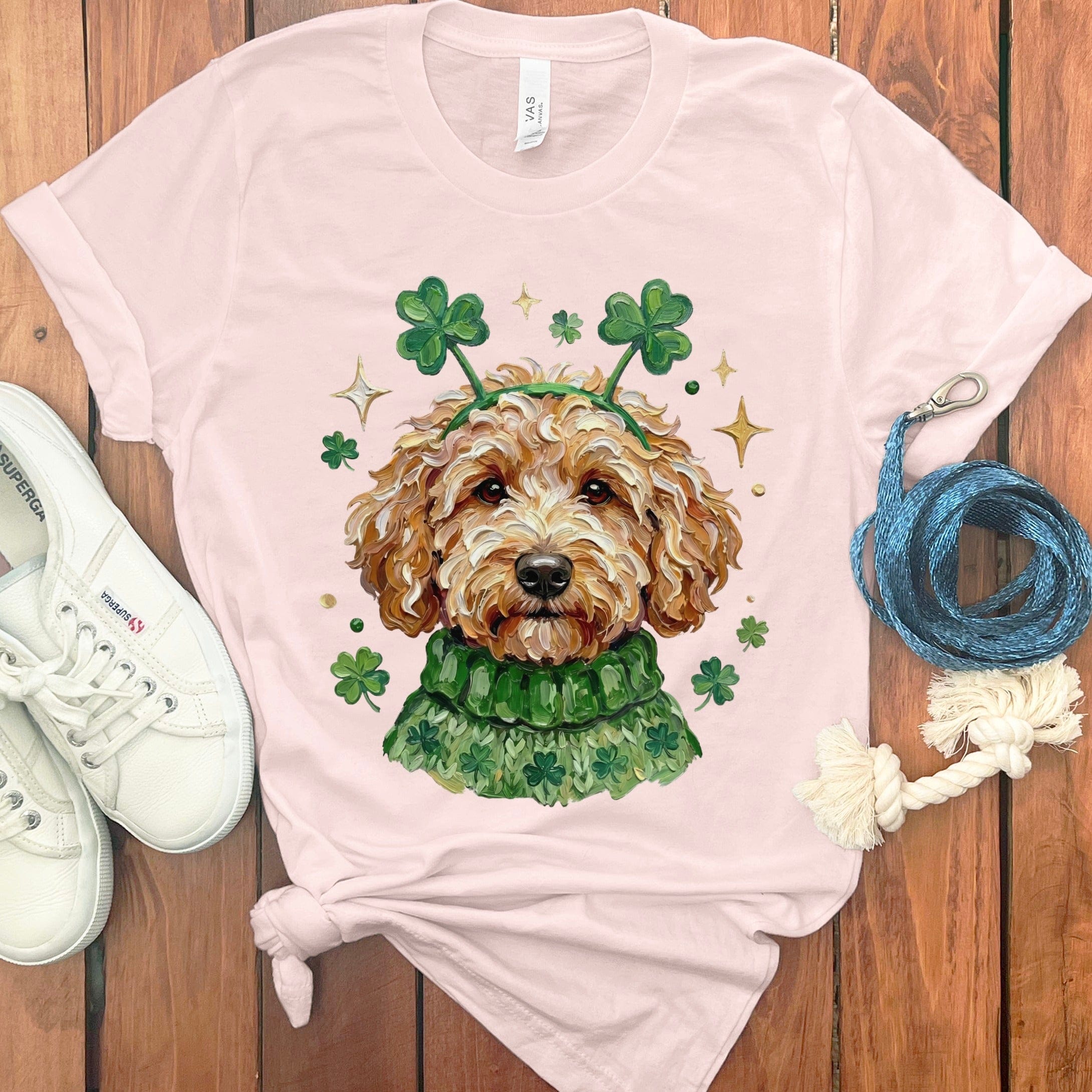 Lucky Cavapoo T-Shirt in Soft Pink / S by Puppy Jo