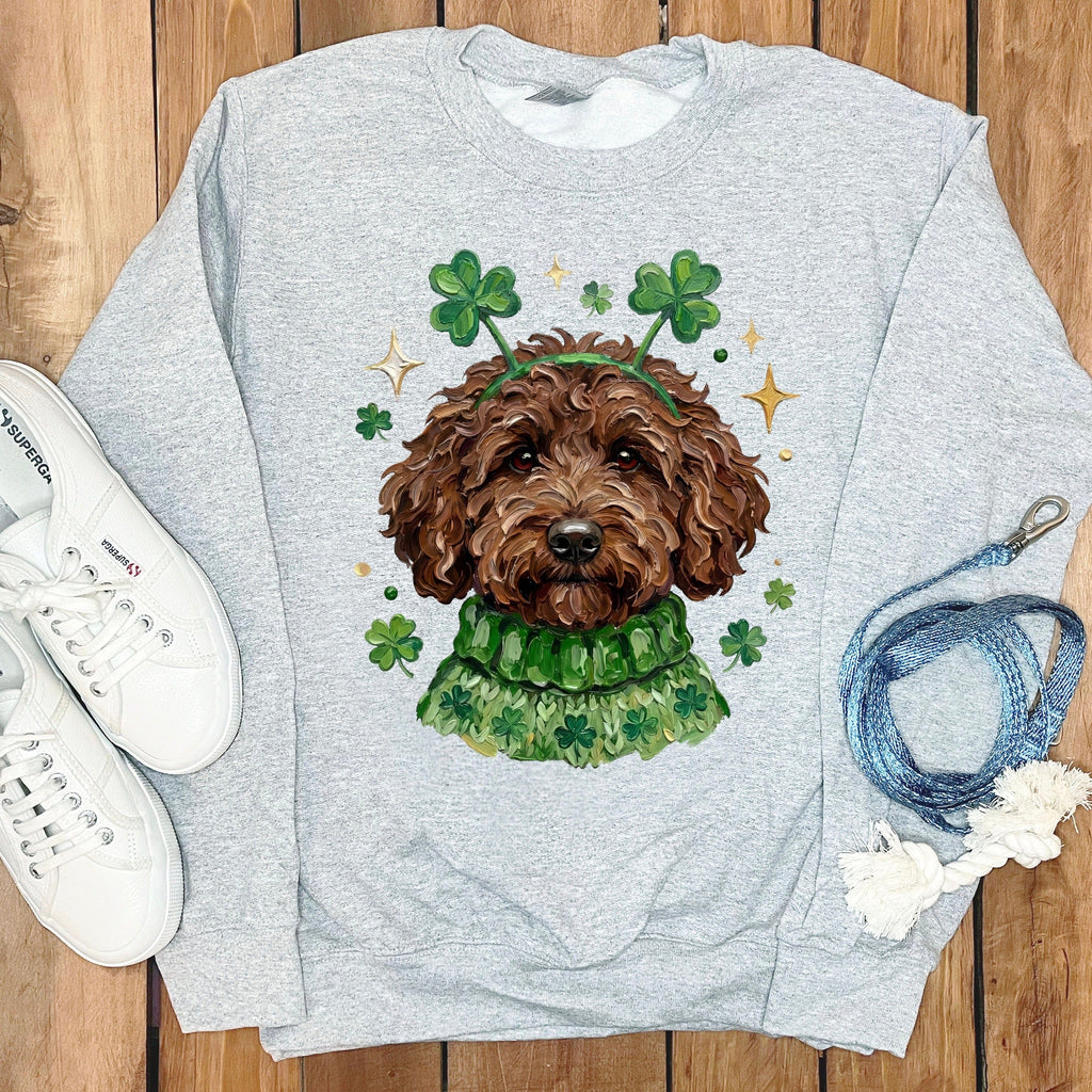 Lucky Chocolate Goldendoodle Sweatshirt in Sport Grey / S by Puppy Jo