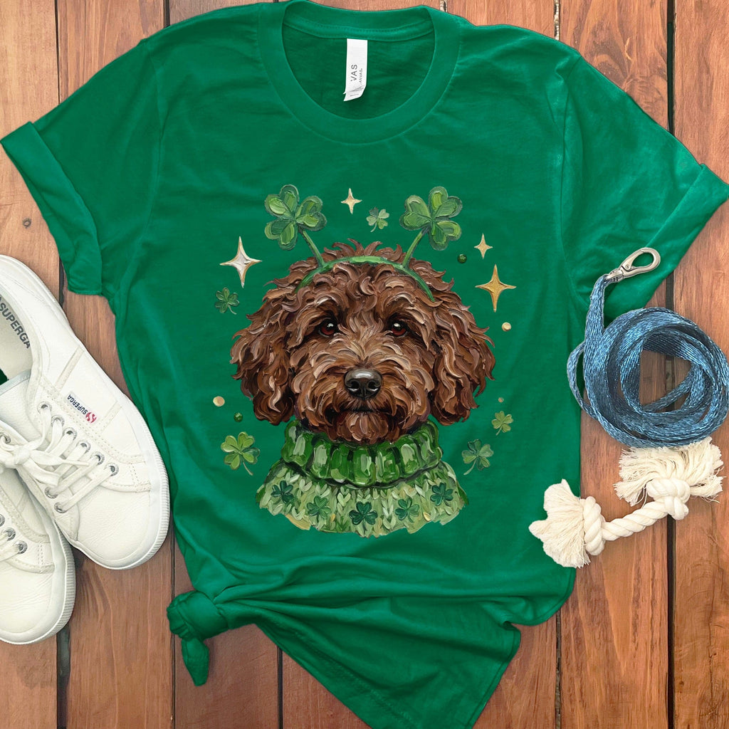 Lucky Chocolate Goldendoodle T-Shirt in Kelly / S by Puppy Jo