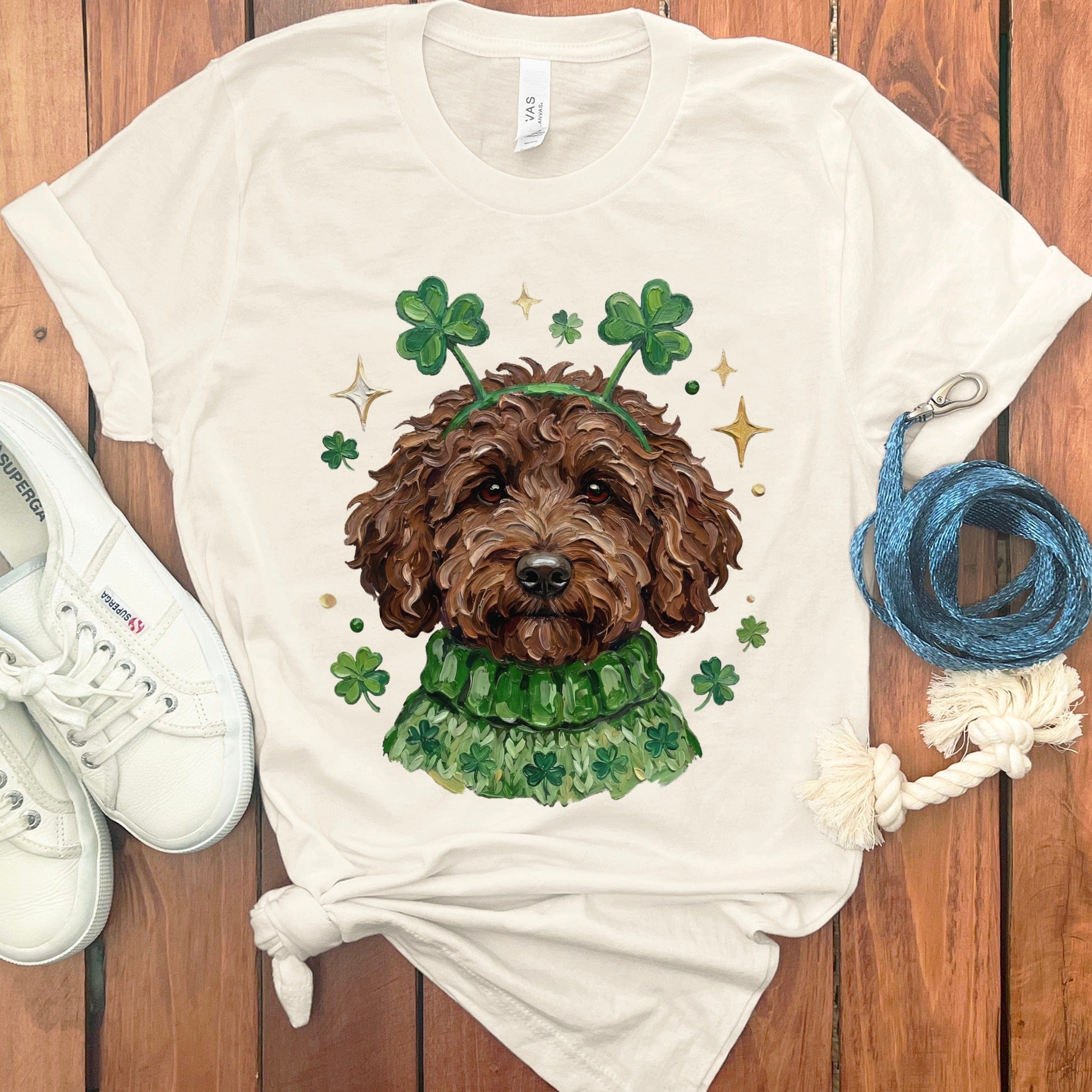 Lucky Chocolate Goldendoodle T-Shirt in Natural / S by Puppy Jo