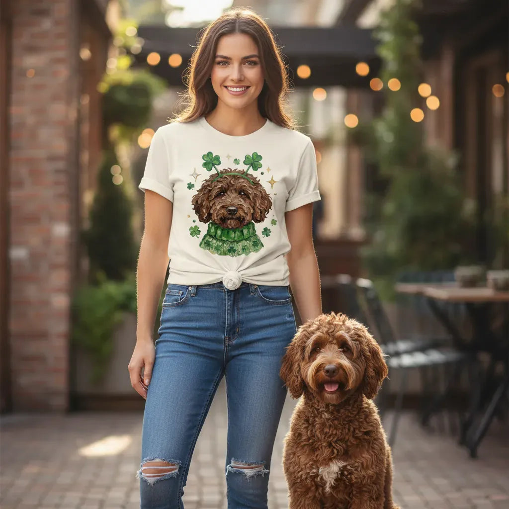 Lucky Chocolate Goldendoodle T-Shirt in by Puppy Jo