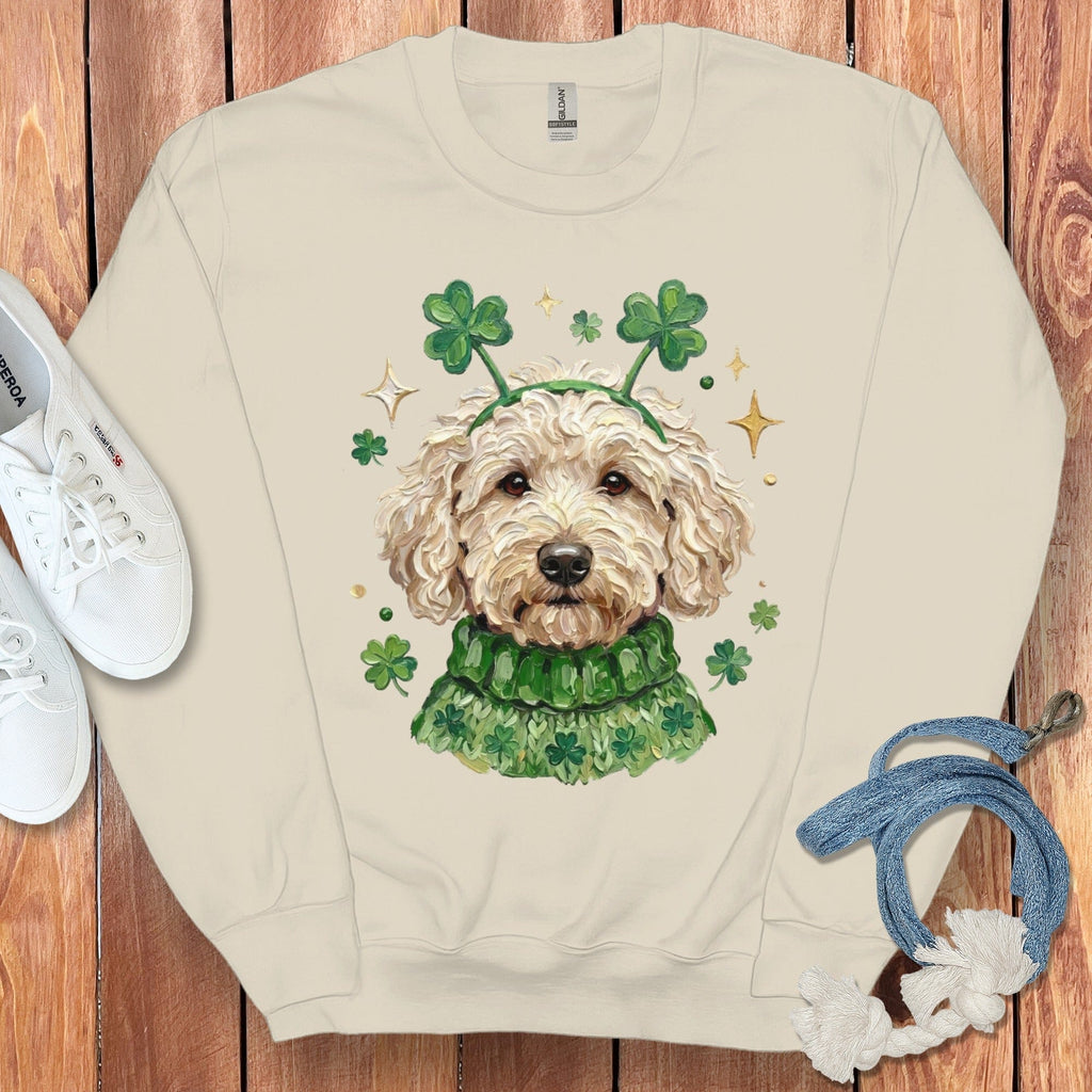 Lucky Cream Goldendoodle Sweatshirt in Sand / S by Puppy Jo
