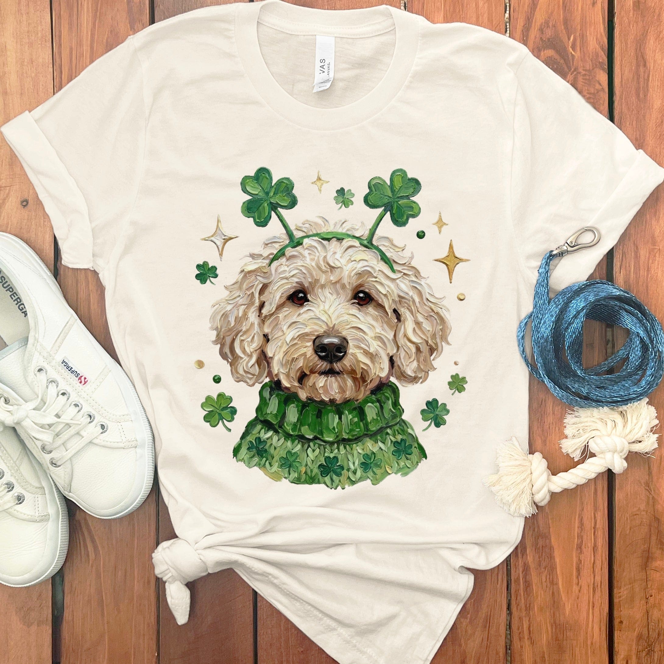 Lucky Cream Goldendoodle T-Shirt in Natural / S by Puppy Jo