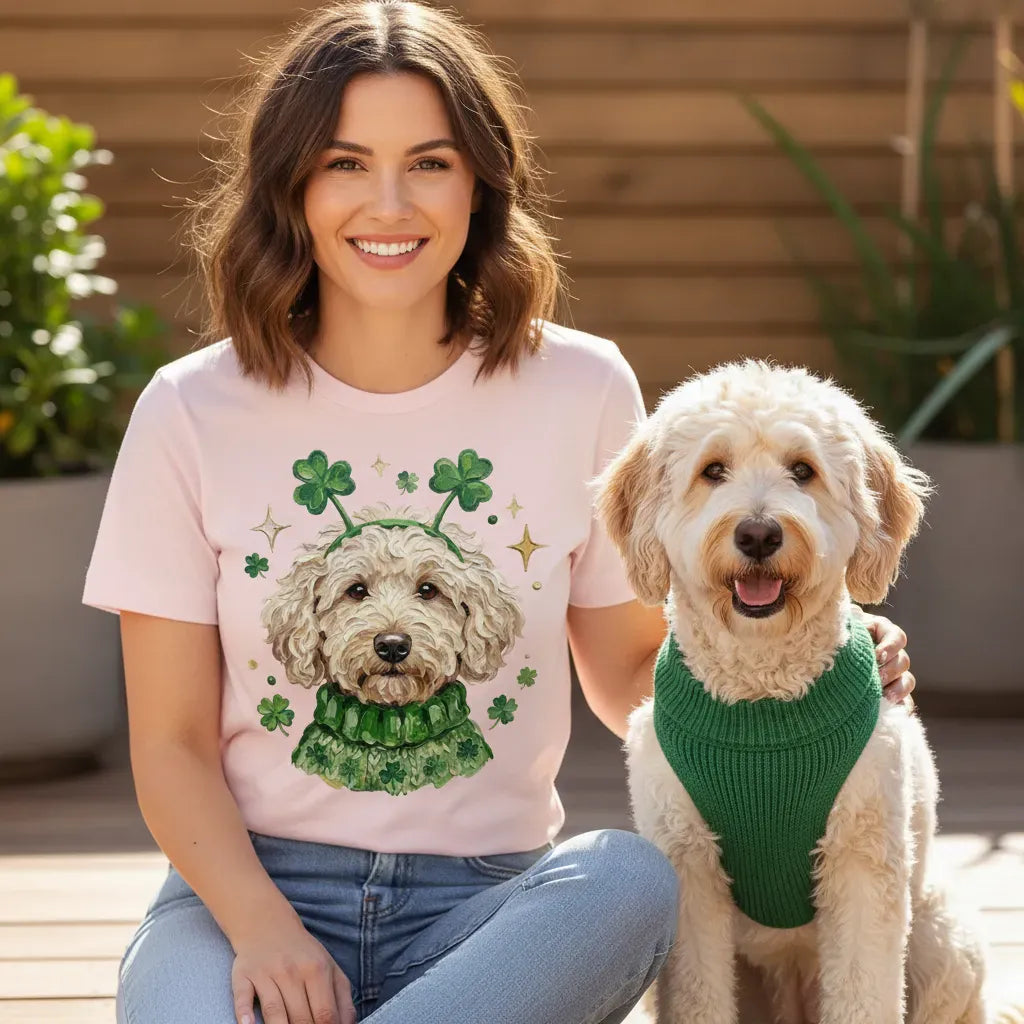 Lucky Cream Goldendoodle T-Shirt in by Puppy Jo
