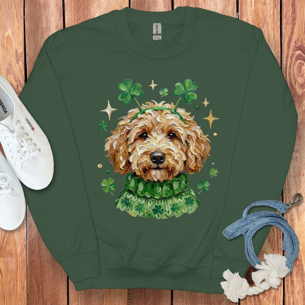 Lucky Goldendoodle Doodle Sweatshirt in Forest Green / S by Puppy Jo